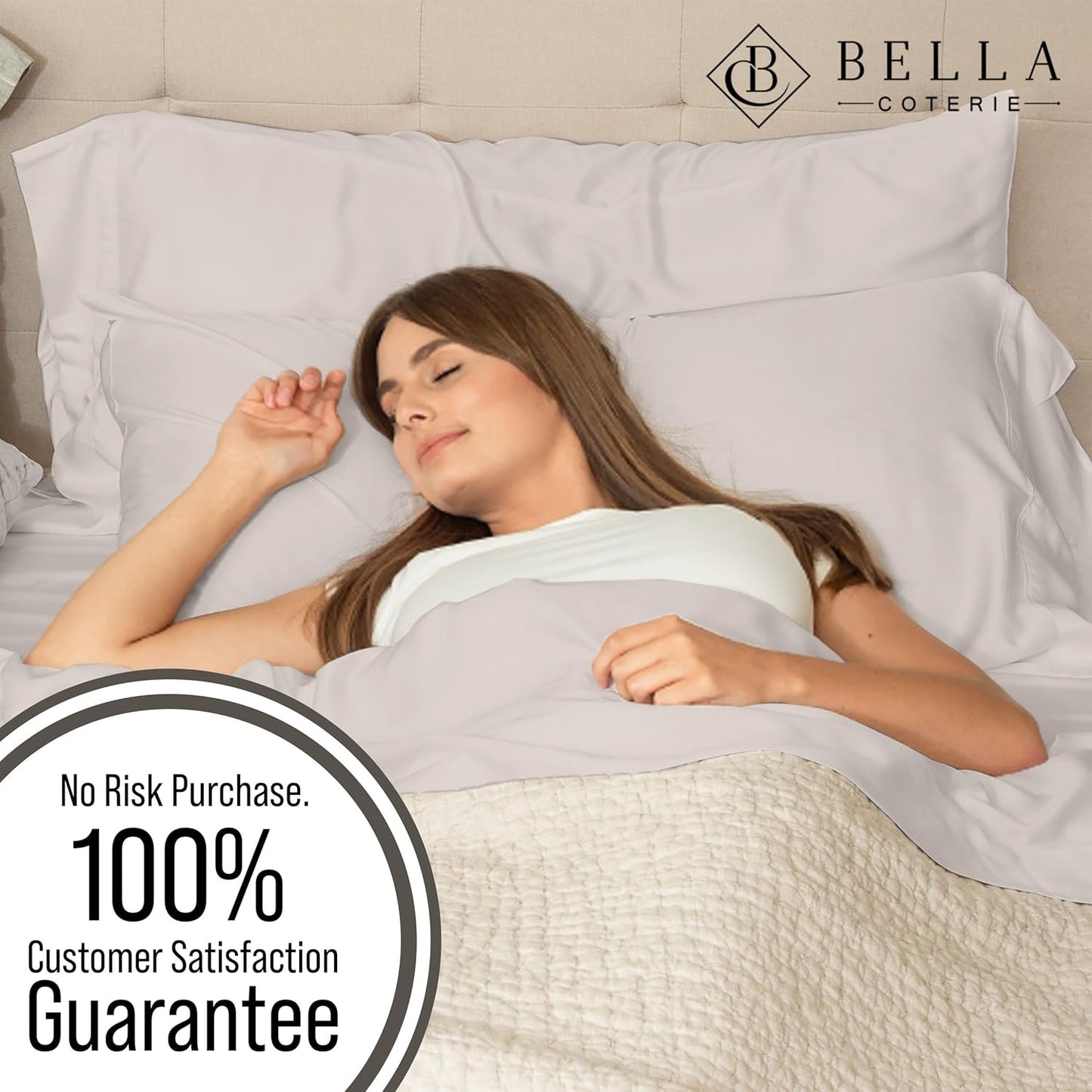 Bella Coterie Luxury Bamboo Viscose Queen Size Sheet Set | 100% Organically Grown | Ultra Soft | Cooling for Hot Sleepers | 18" Deep Pocket [Dune]