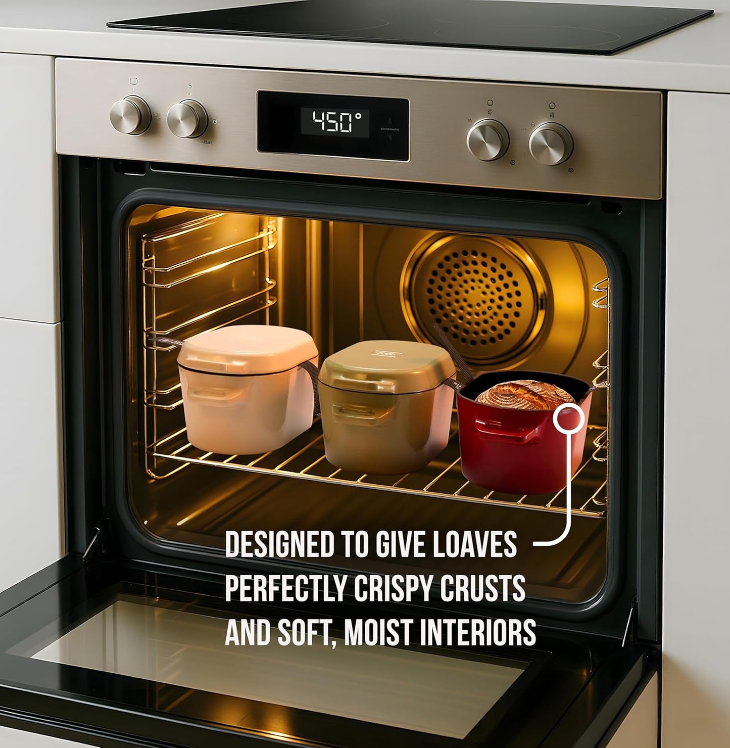 Kook Dutch Oven with Lid, Dual Handles, Enameled Cast Iron, Great for Baking Bread, Cooking and Roasting, Dishwasher Safe, 3.4 Qt, Cherry Ombre