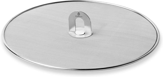 Homestia Splatter Screen for Kitchen, 304 Stainless Steel Fine Mesh Splatter Screen for Frying Pan, 13” Grease Splatter Guard with Fold Flat Knob