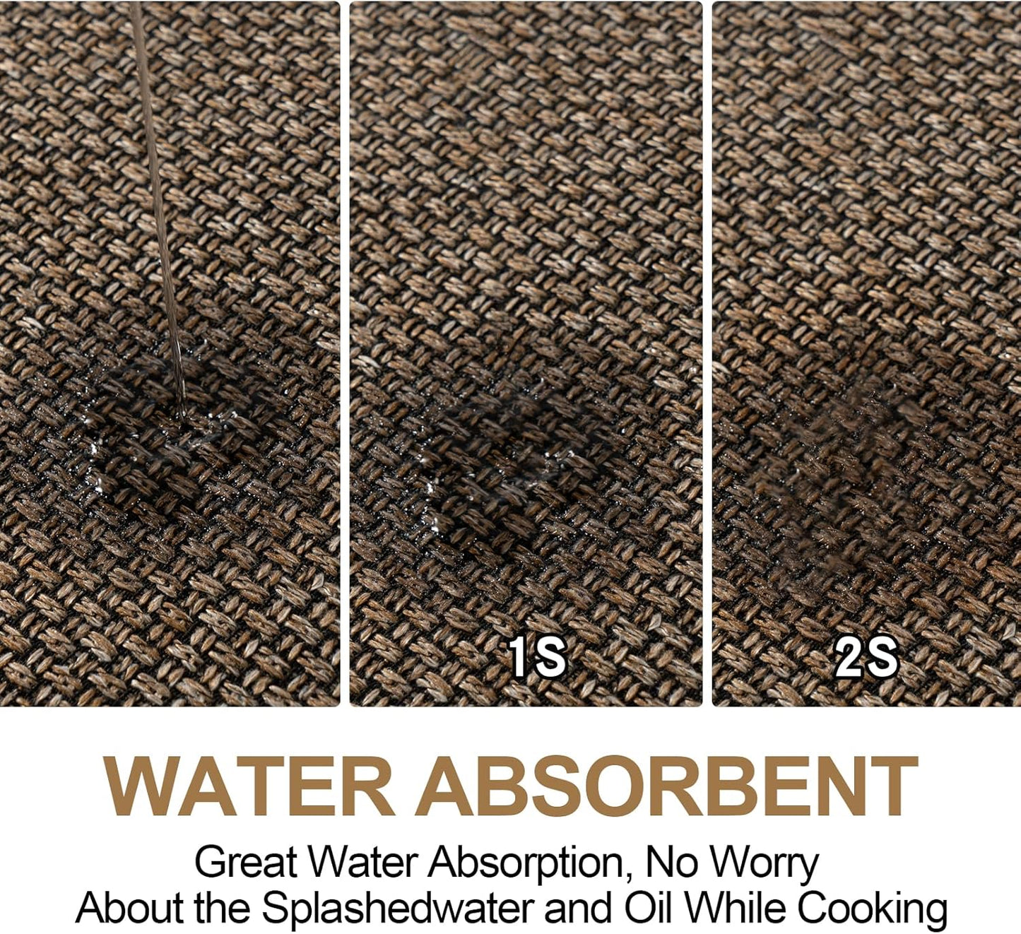 Kitchen Mat Set of 2 PCS, Cushioned Non Slip Rugs for Kitchen Floor, Absorbent Runner Comfort Standing Mats Washable for Kitchen, Office, Home (Brown, 17.3"x30"+17.3"x71")