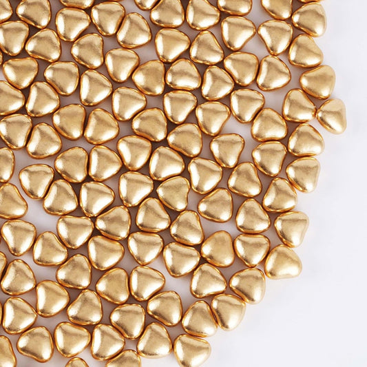 Kasvan Gold Heart Shapes Sprinkles - Edible Candy Pearls 100g/3.58 Oz, Mix Size, Baking Cake Decorations, Ice Cream Toppings and Cookie Decorating, Wedding Party Chirstmas Supplies (Gold)