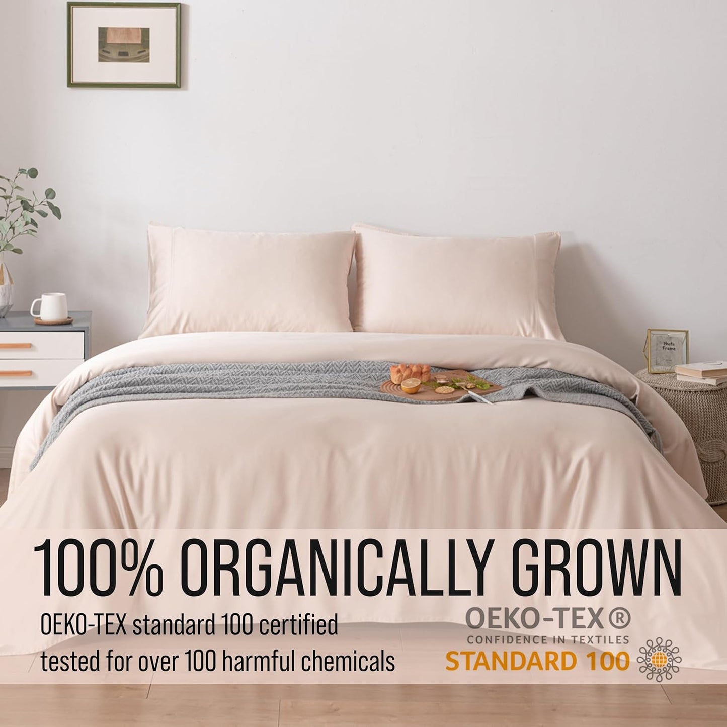 Bella Coterie Luxury Bamboo Viscose Twin XL Size Sheet Set | 100% Organically Grown | Ultra Soft | Cooling for Hot Sleepers | 18" Deep Pocket [Champagne]