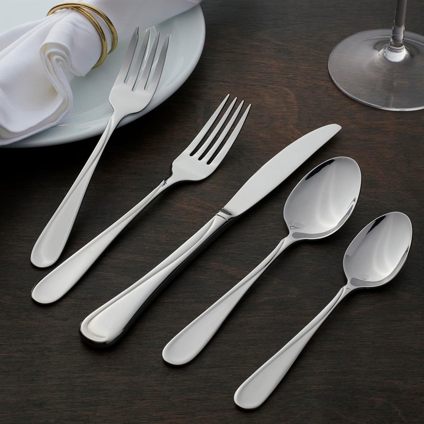 Oneida Flight 65 Piece Everyday Flatware, Service for 12, 18/0 Stainless Steel, Silverware Set, Dishwasher Safe