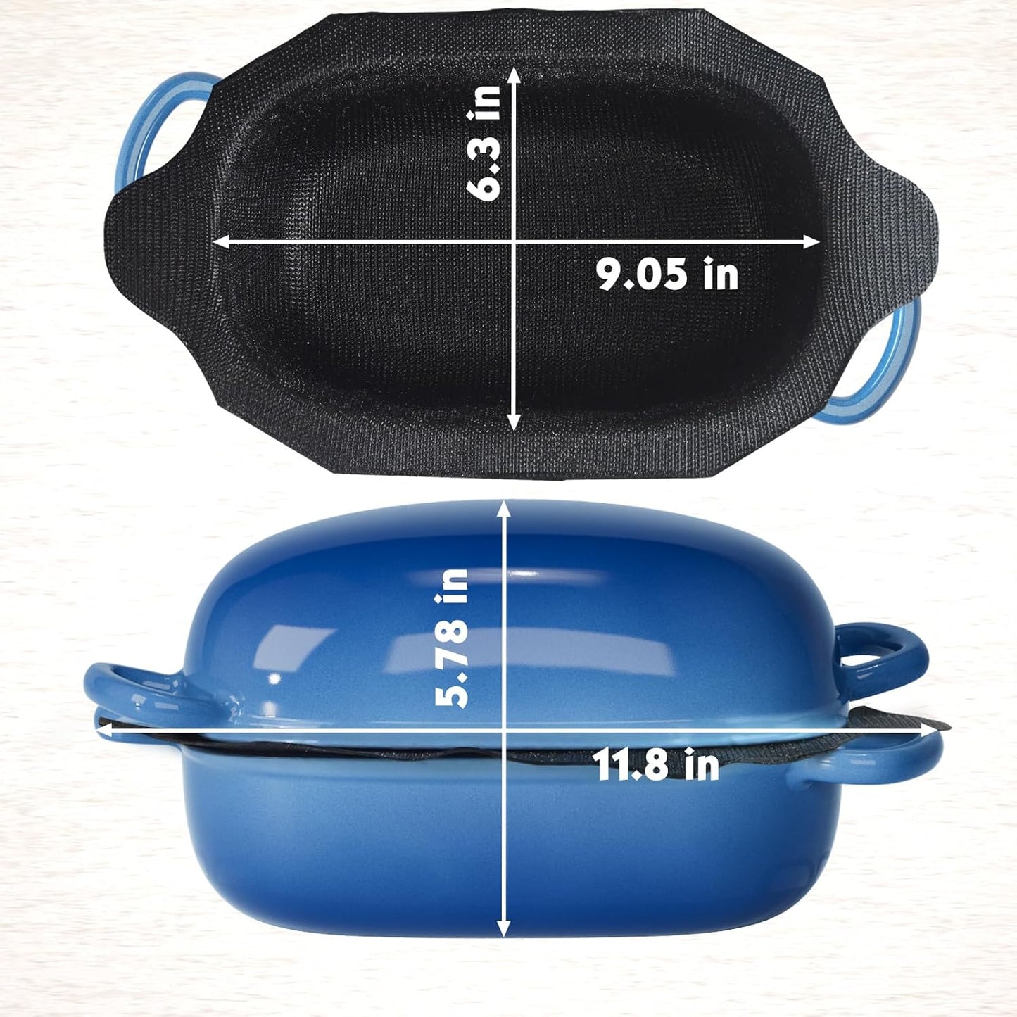 Dutch Oven for Bread Baking - 2.5QT Bread Pans for Homemade Bread with Perforated Non-Stick Silicone Liner Cast Iron Bread Pan Dutch Oven Loaf Pan with Lid and Loop Handles for Homemade Breadmaking