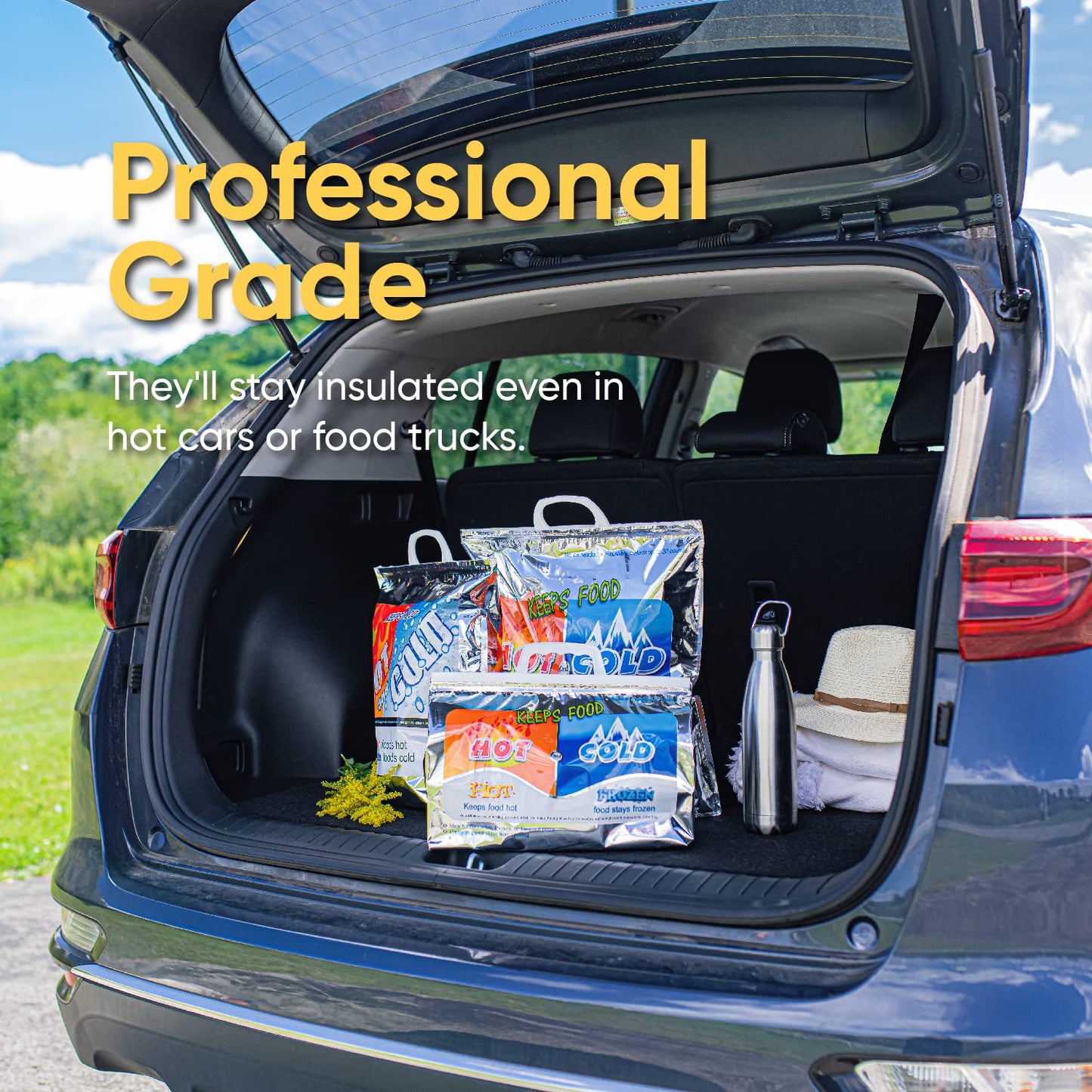 Superio Hot and Cold Insulated Bags for Food Delivery, Grocery Shopping Bags, Food Storage for Hot and Frozen Food for Travel, Disposable Cooler Bag, Reinforced Thermal Lunch Bag (1, 20"x19")