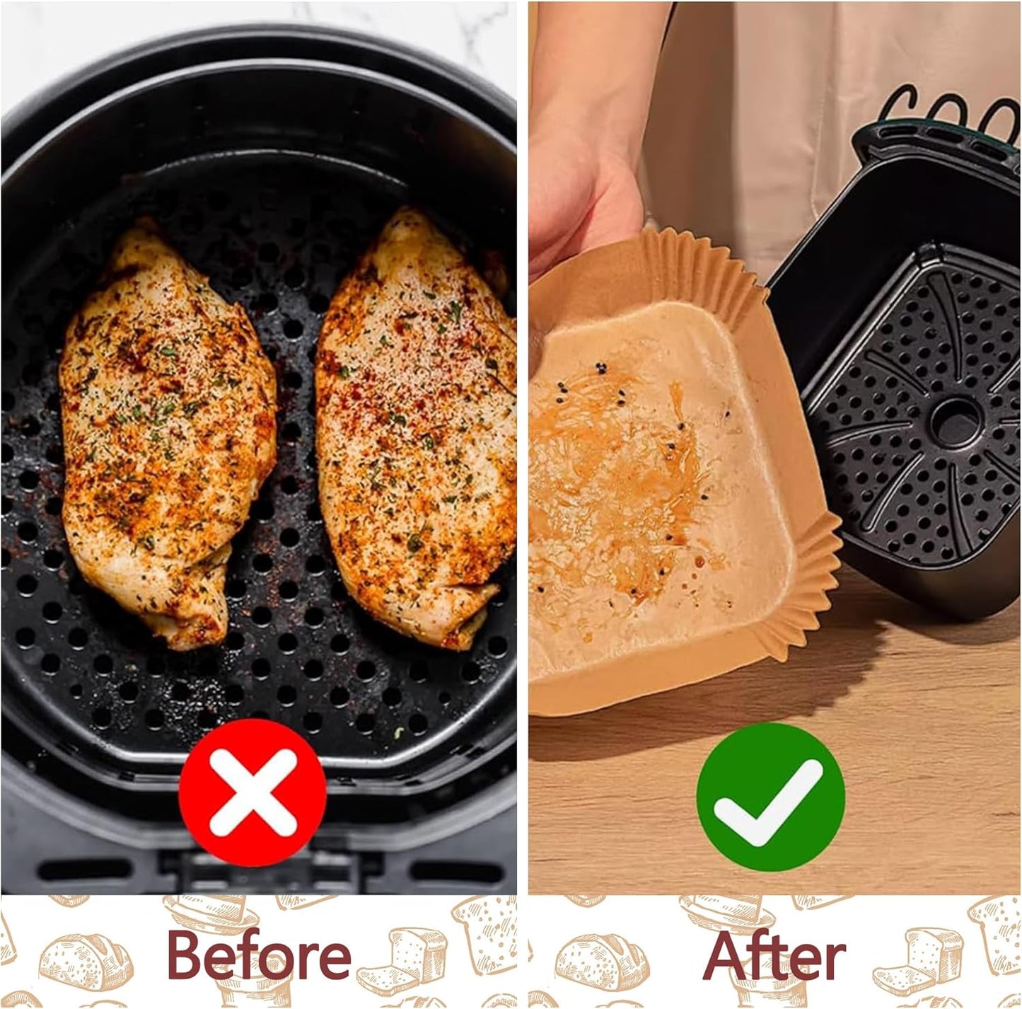 150 Pack 10 Inch Air Fryer Liners, Parchment Paper Sheets for Air Fryer Basket, Non-Stick, Disposable, Unbleached, Heat Resistant, Fits 5-8 QT Air Fryers, Oil-Free & Healthy Cooking