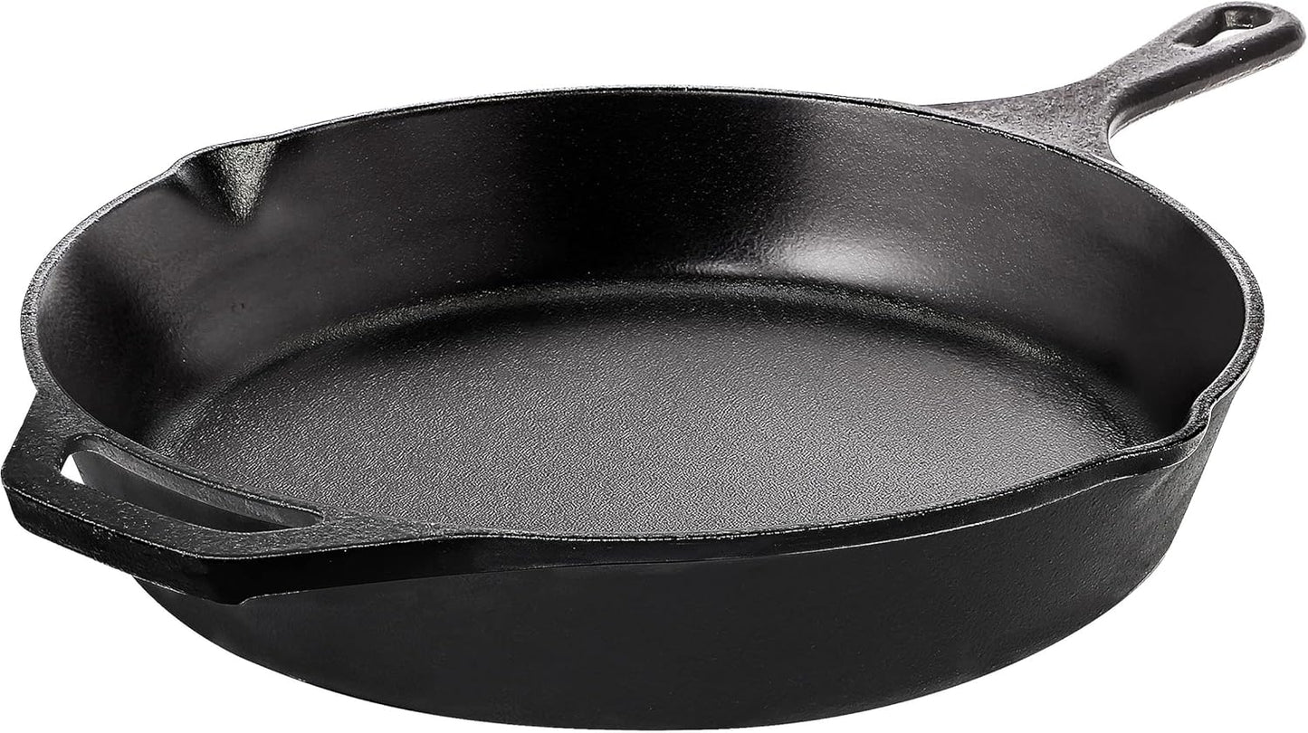 Utopia Kitchen Cast Iron Frying Pan 10.25 Inch, Cast Iron Chefs Pan, Pre Seasoned Skillet, Safe Grill Cookware for Indoor & Outdoor Use, Black