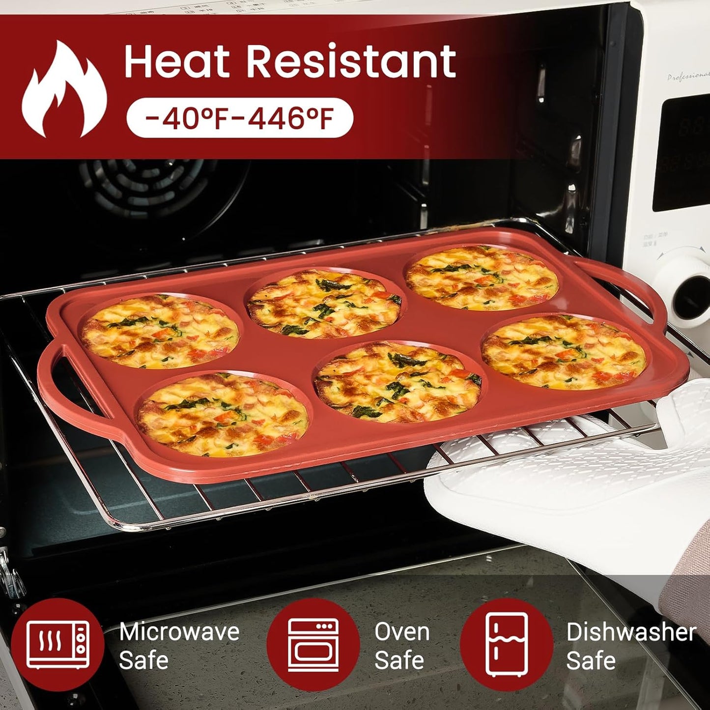 JOERSH 2 Pack 4 Inch Jumbo Silicone Muffin Top Pan with Metal Frame, Non Stick Silicone Egg Mold for Oven, Large Whoopie Pie Baking Pan for English Muffin, Breakfast Sandwich, Egg Bite, Hamburger Bun