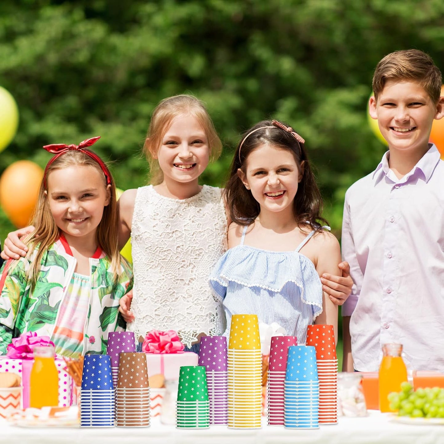Thenshop 1000 Pack 5oz Paper Cups, Multicolor Small Disposable Cups, Hot/Cold Beverage Drinking Mouthwash for Parties, Picnic, Travel, Barbecues and Event, Star Style