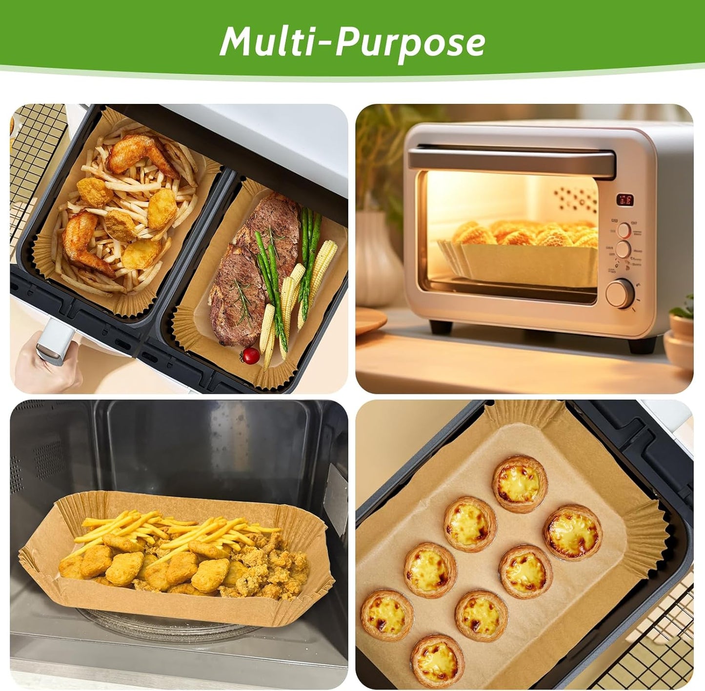 360 Pcs 8.7" x 5.5" Unbleached Heavy Duty Air Fryer Paper Liners Disposable, Non-Stick & Non-Leak Parchment Paper Liners for Airfryer Basket, Deep Fryer Parts & Accessories