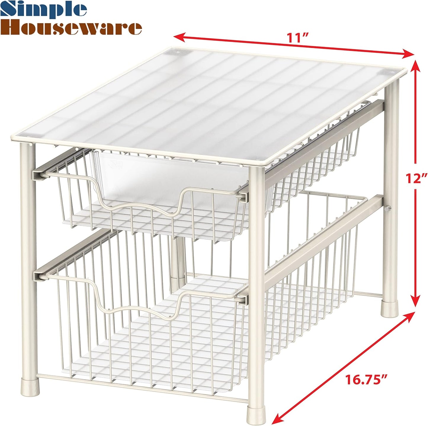 Simple Houseware Stackable 2 Tier Basket Drawer, White