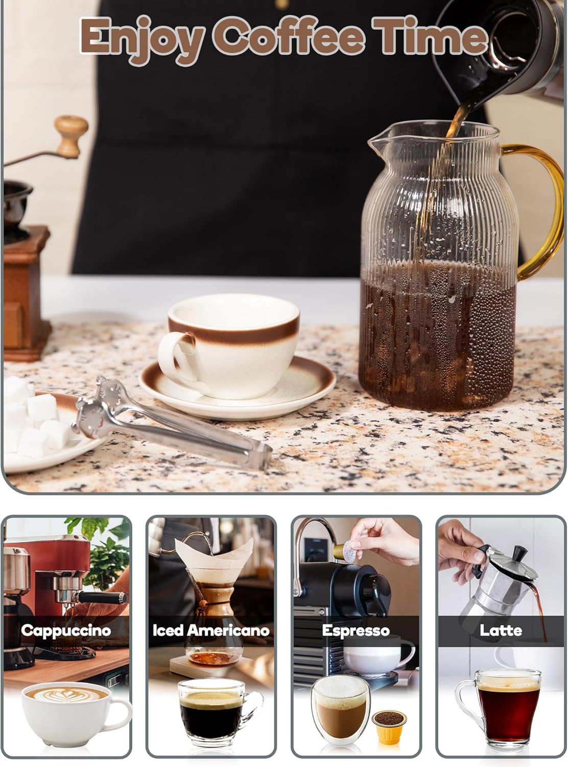 SUEH DESIGN Coffee Mat, Absorbent Dish Drying Mat 23.6 x 15.7 in Quick Dry Coffee Mat Large Drying Mats for Kitchen Counter Coffee Bar, Granite Brown