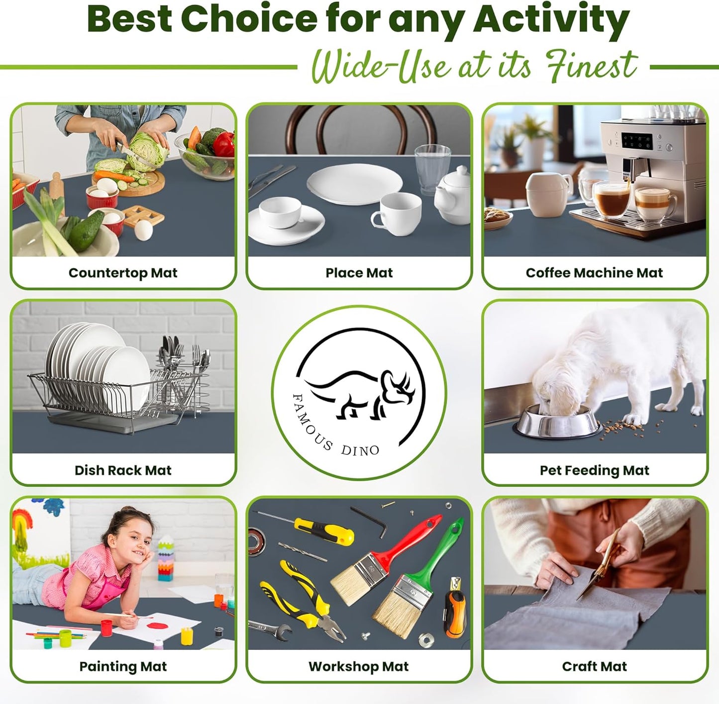 Large Silicone Mat 28" x 20" Mat Thick Heat Resistant, Kitchen Counter Mat Waterproof - Coffee Machine, Glass Top Stove Cover Countertop Protector for Air Fryer, Baking mat (Grey)