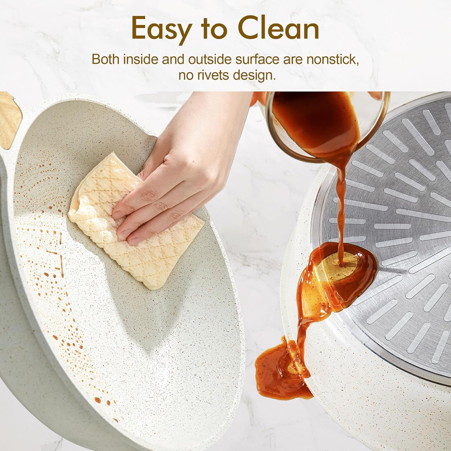 SENSARTE Nonstick Ceramic Cookware Set 13-Piece, Healthy Pots and Pans Set, Non-toxic Kitchen Cooking Set with Stay-Cool Handles, Silicone Tools and Pot Protectors, PFAS and PFOA Free