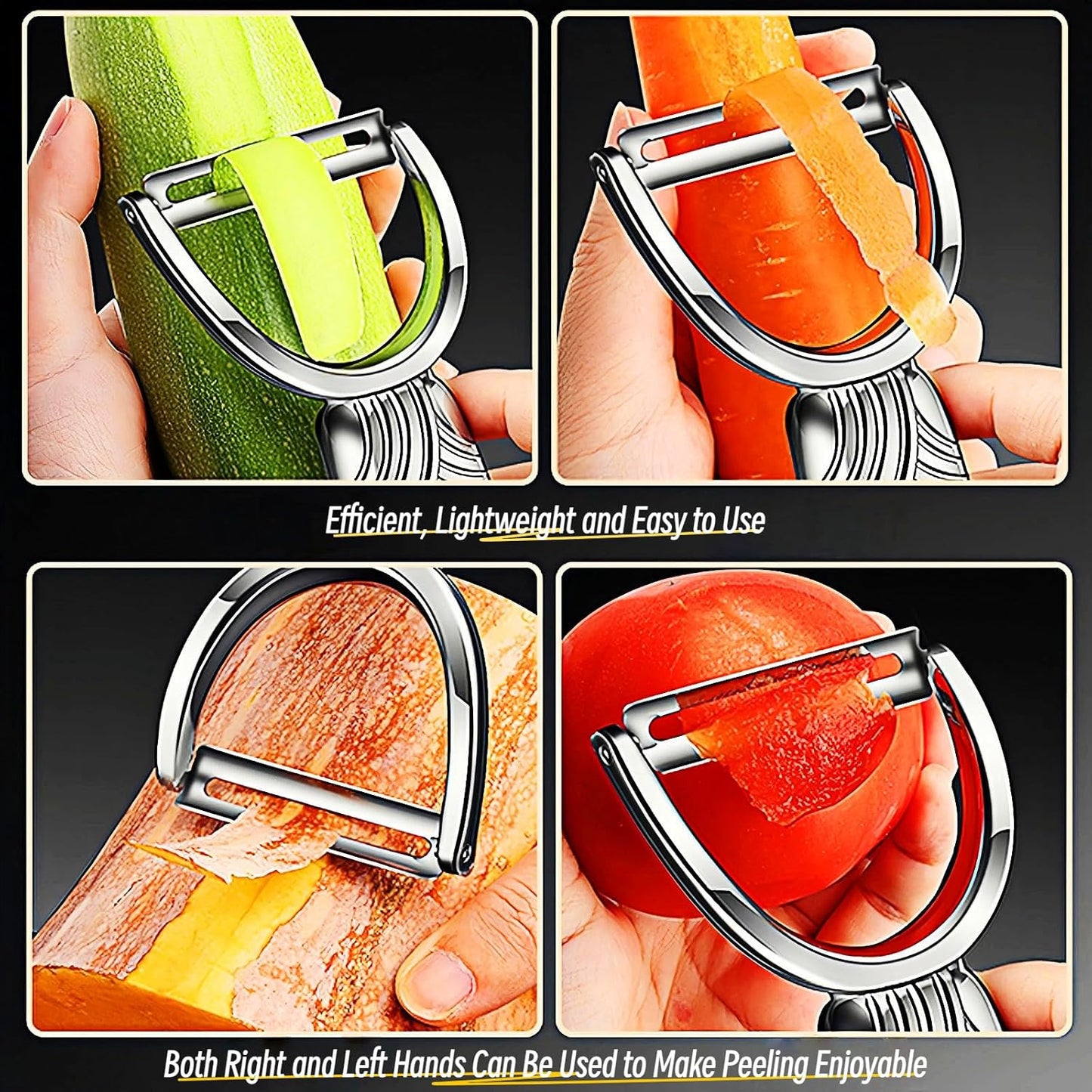Maxjoy Vegetable Potato Apple Carrot Fruit Veggie Peeler - Corn Kernel Ergonomic Handle, Ultra Sharp Stainless Steel Blades - Silver