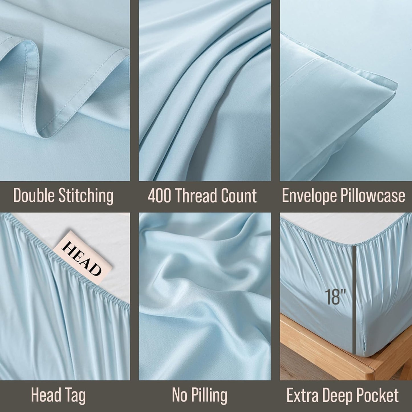 Bella Coterie Luxury Bamboo Viscose Split Top King Size Sheet Set | 100% Organically Grown | Ultra Soft | 34" Split | Cooling for Hot Sleepers | 18" Deep Pocket [Coastal Blue]