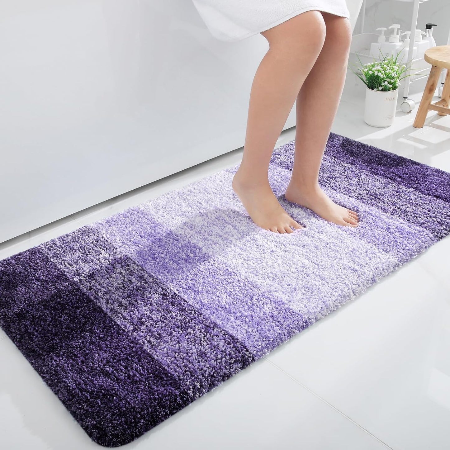 OLANLY Bathroom Runner Rugs 44x24, Extra Soft Absorbent Microfiber Bath Rugs, Rubber Backing, Quick Dry, Machine Washable Bath Mats for Bathroom Floor, Tub and Shower, Home Decor Accessories, Violet