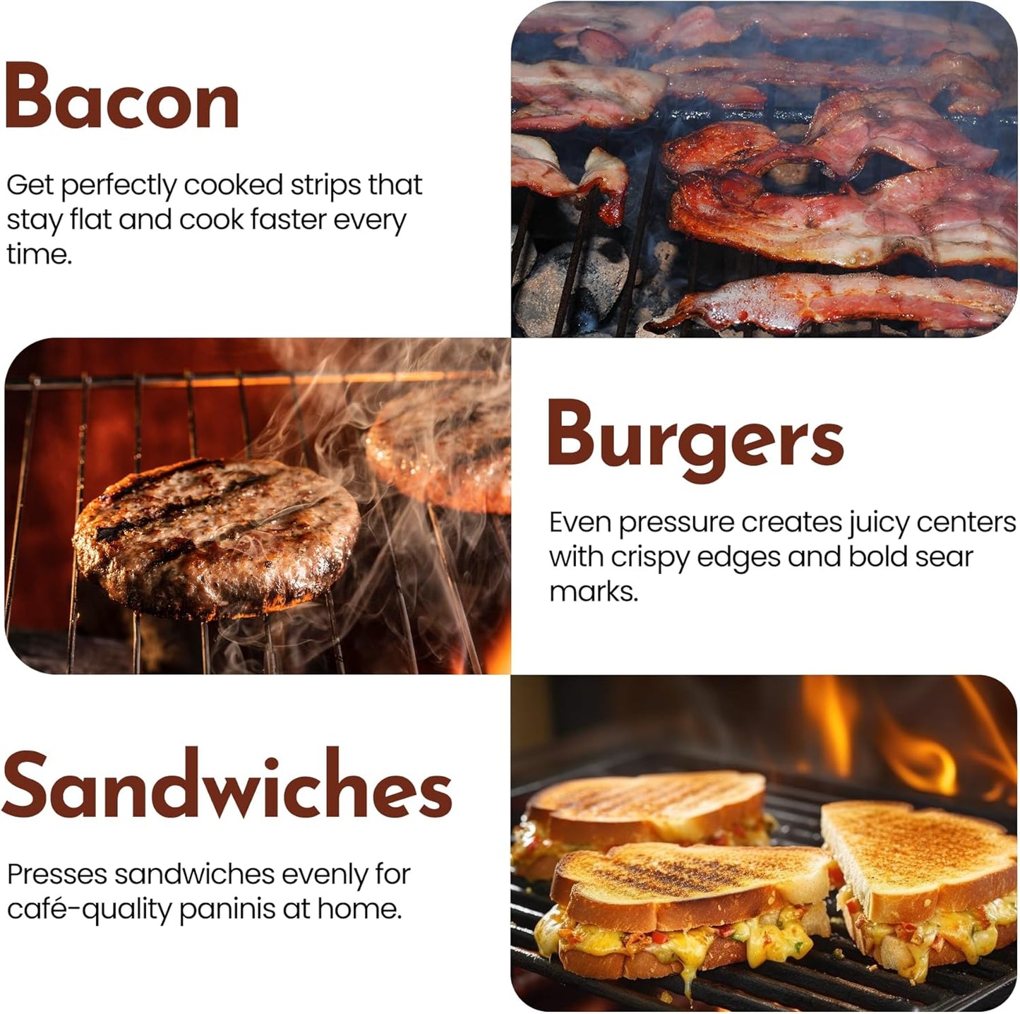 Bellemain Bacon Press Rectangle | Heavy-Duty Cast Iron Grill Press for Perfectly Seared Bacon, Steak & Sandwiches | Equalized Weight Distribution