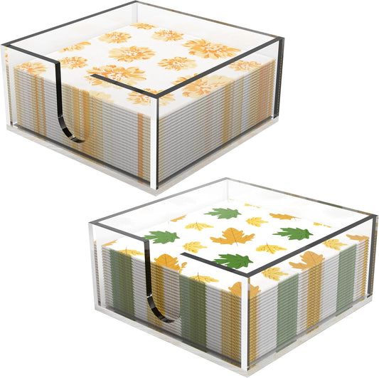 Rubtlamp 2Pcs Acrylic Napkin Holder Bathroom - 0.2Inch Thickness Acrylic Guest Towel Napkin Holder - Hand Towel Tray for Kitchen, Parties, Weddings, Party, Hotel, Restaurant (Clear, 5.5”X5.5”X2.5”)