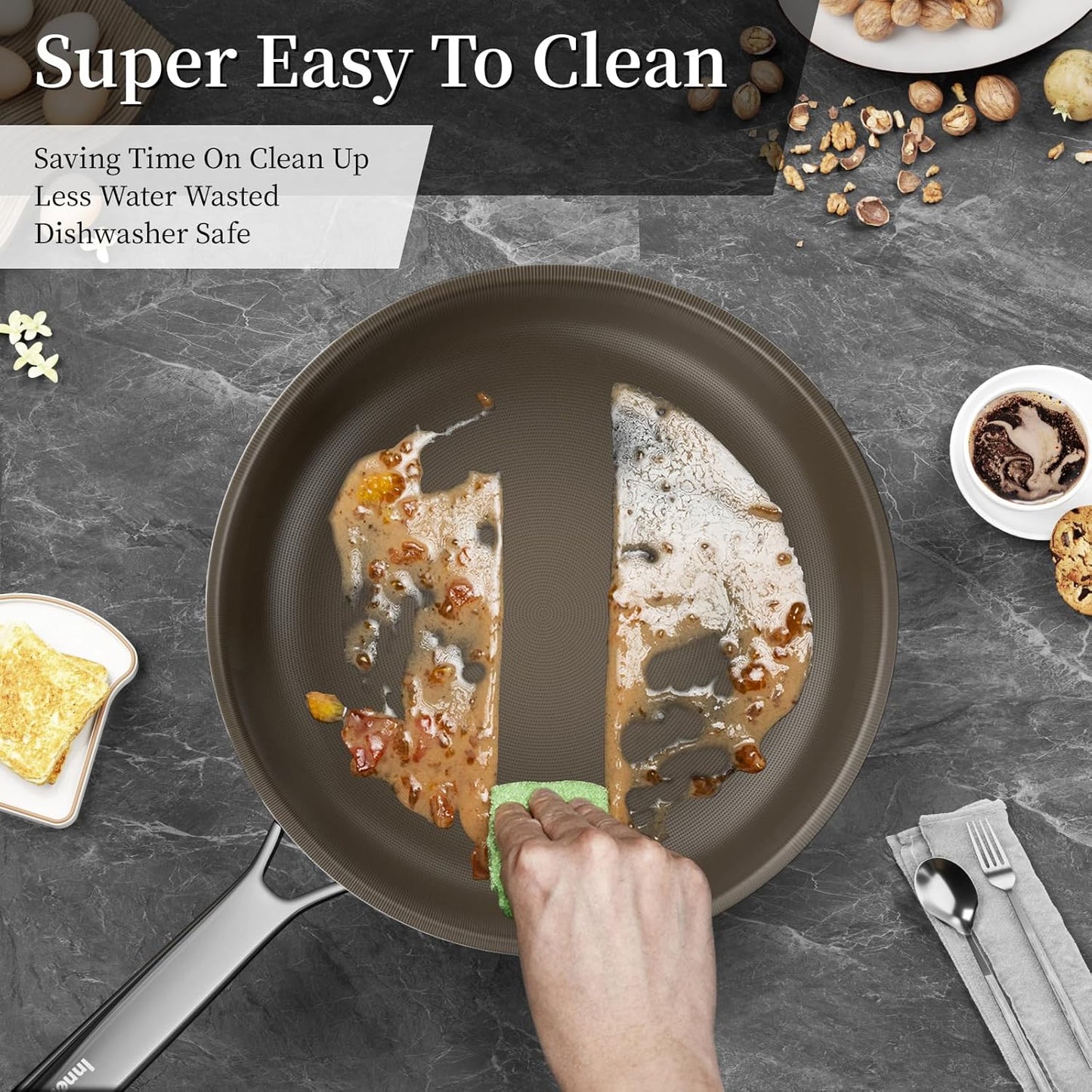 Stainless Steel Frying Pan Set with Lids,8inch 9.5inch 11inch Nonstick Ceramic Frying Pan Set of 3, Non Toxic Healthy Ceramics Omelet Pans,Chef's Pans,Skillets Kitchen Cooking Pan PFOA Free