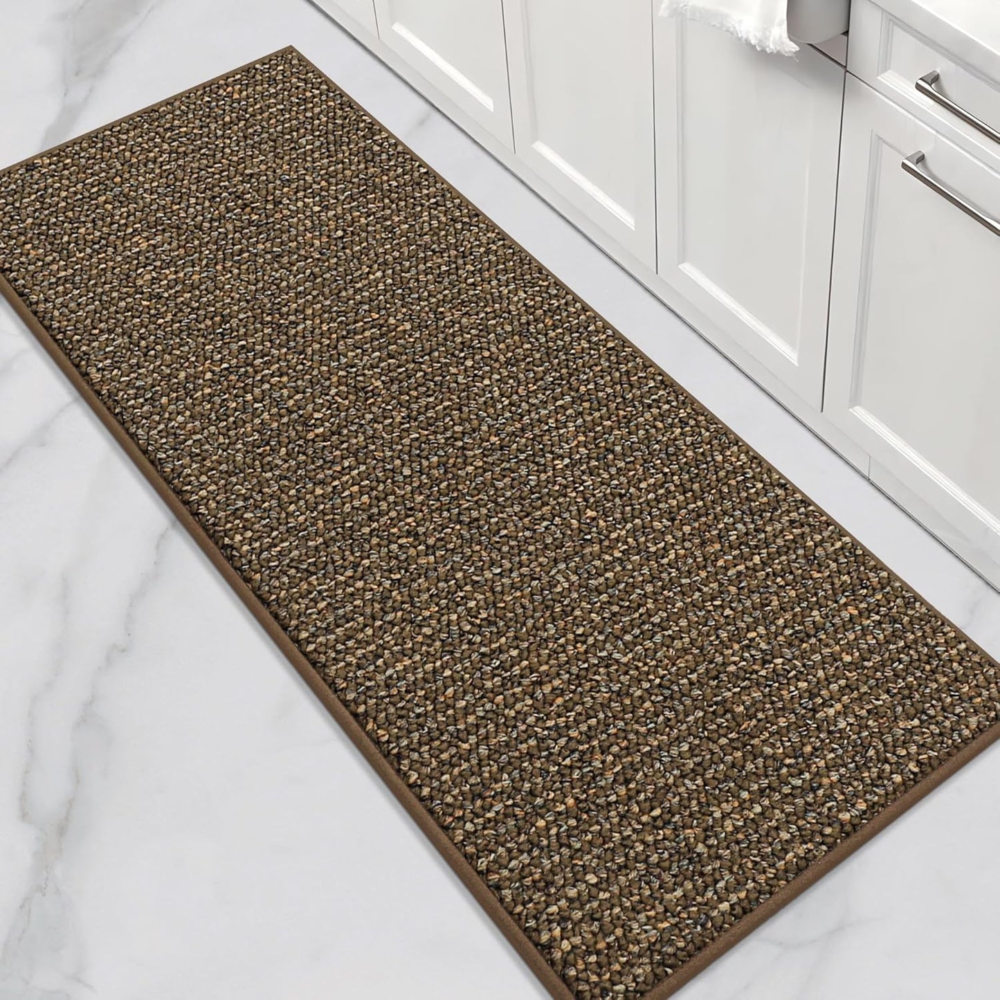 BEQHAUSE Kitchen Runner Rugs 24"x60", Non-Slip Kitchen Mats for Floor, Super Absorbent and Stain Resistant Kitchen Rug, Machine Washable Rugs for Kitchen, Hallway, Laundry & Sink, Brown