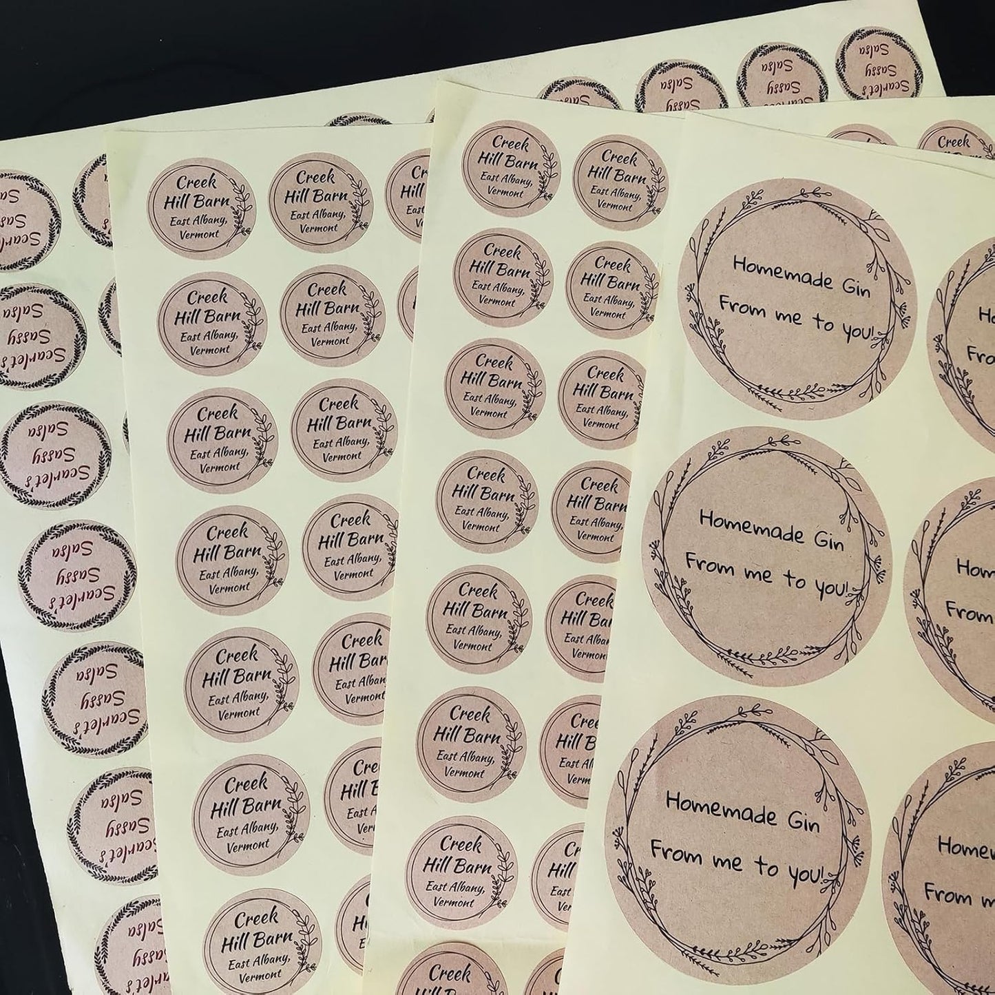 Custom Stickers Kraft Paper Labels Personalized Withe Text, Business Logo Customized Food Jars Labels Bakery Label Sticker Package Favor Canning Circle 100pcs (Style 1)