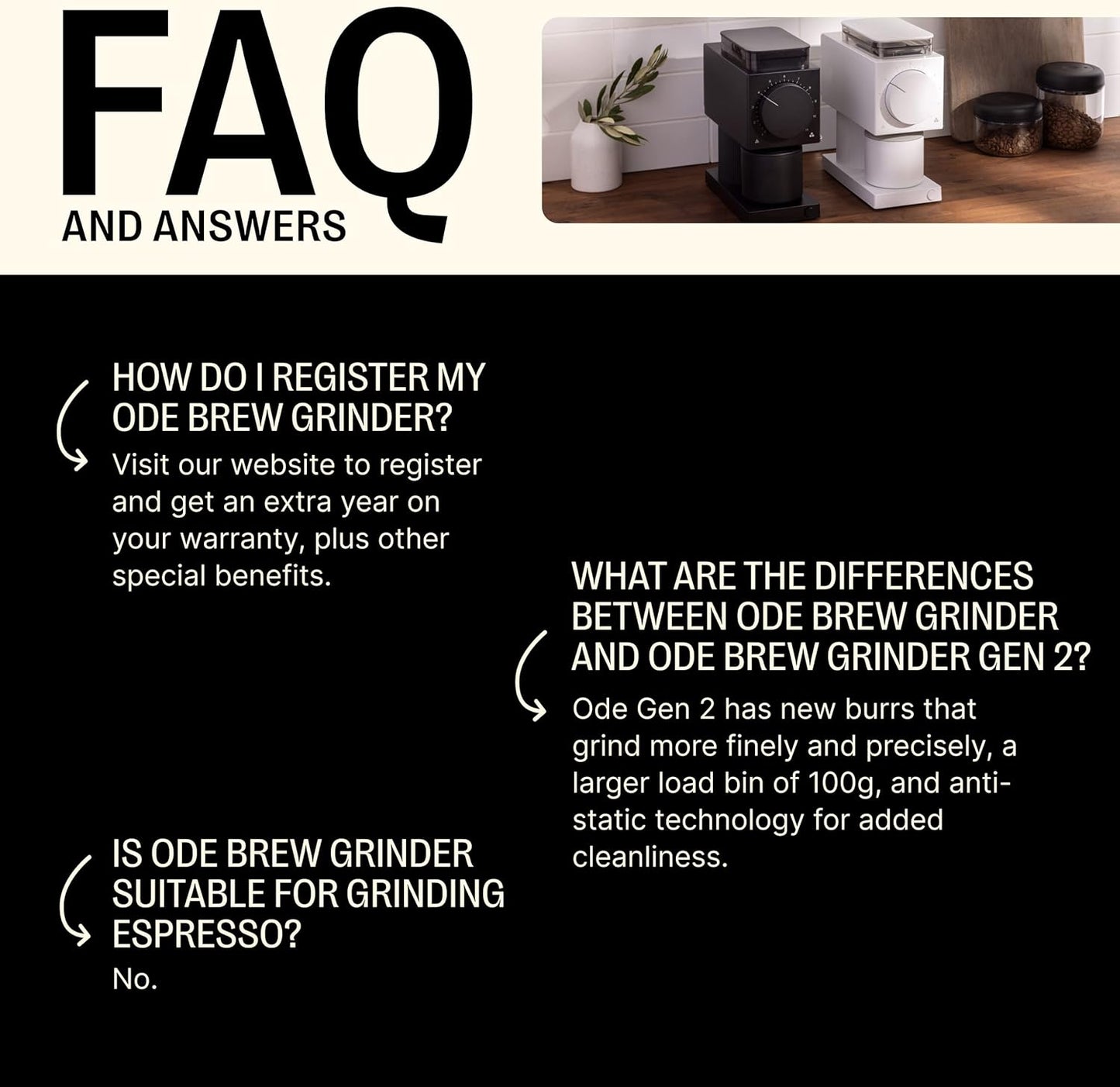 Fellow Gen 2 Ode Burr Coffee Grinder Electric with 31 Settings for Drip, French Press & Cold Brew - Small Footprint Electric Grinder - Matte White