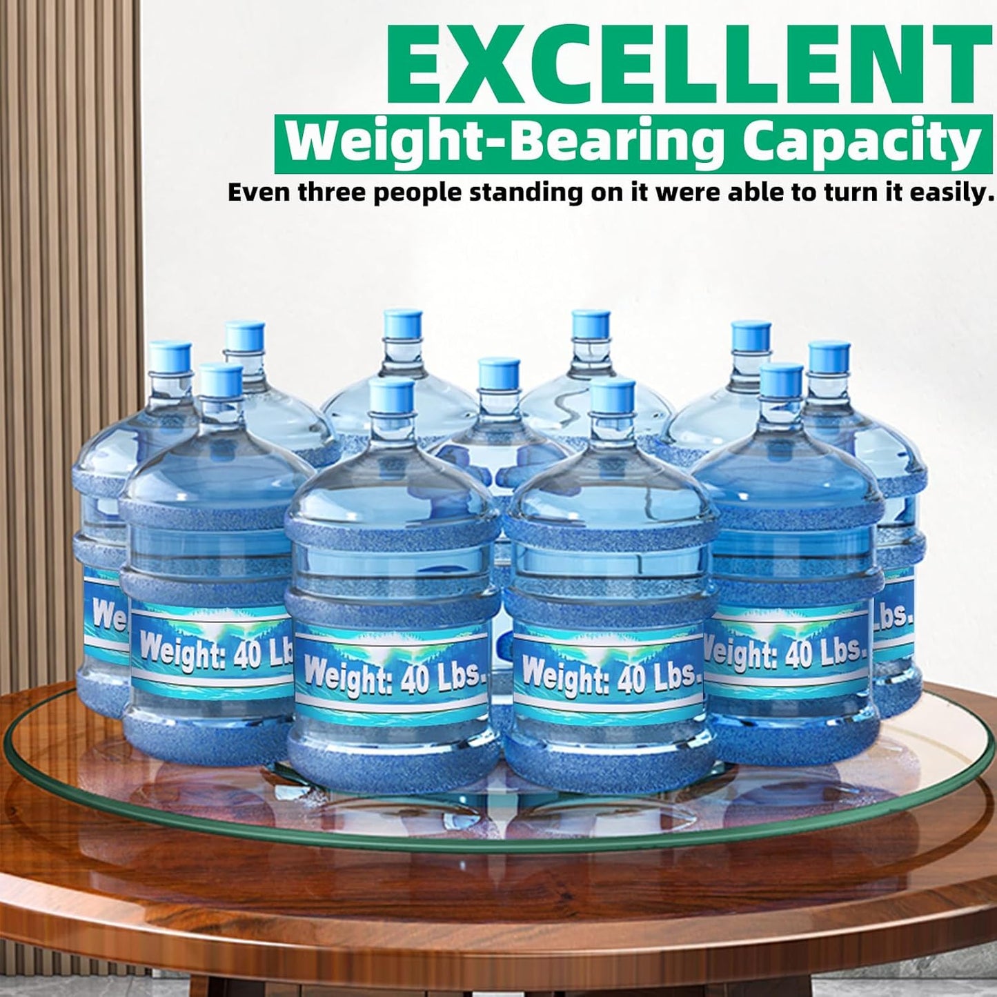 18.9 inch Glass Turntable Dining Table Large Lazy Susan Round Serving Plate Tabletop Rotating Tray with Swivel Assist System Silent & Smooth Spin (48cm / 18.9in)