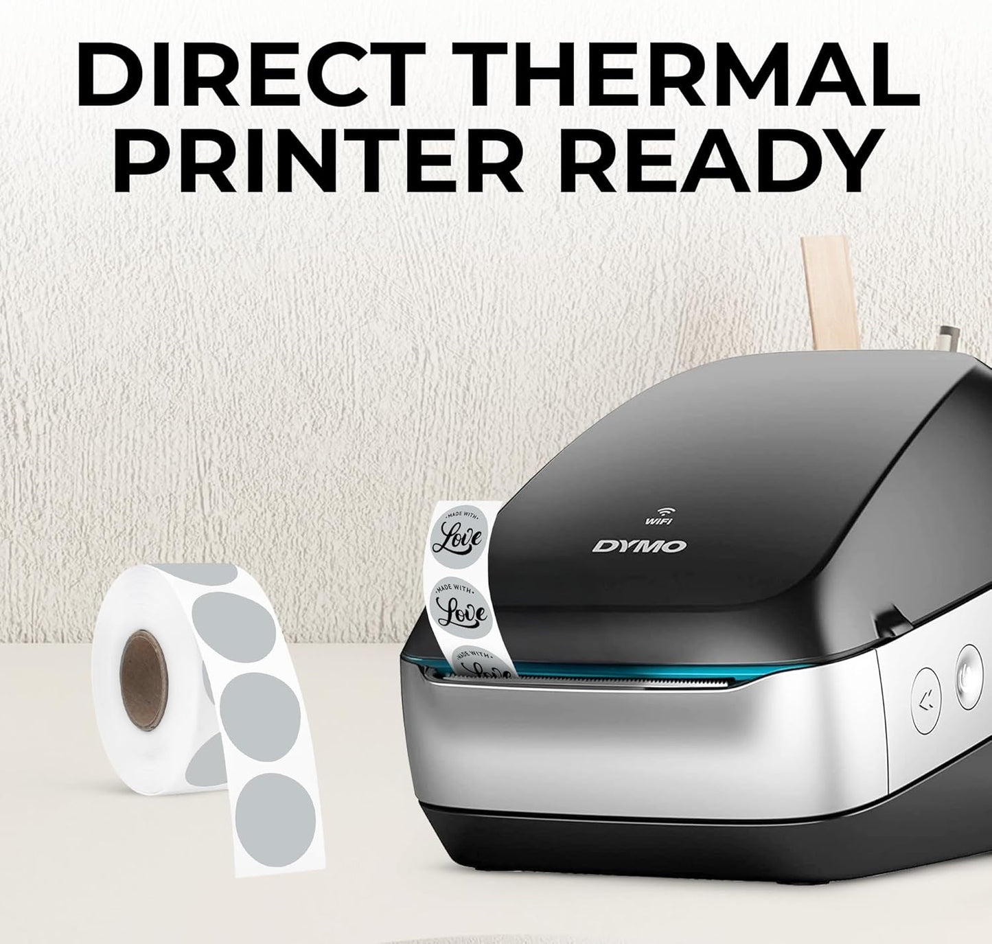 Perco Grey 1-Inch Perforated Circle Dot Thermal Sticker Labels — 735 Stickers/Roll, Direct Thermal Printer Compatible—with Permanent Adhesive for Color Coding, Garage Sales, Crafts—Made in USA