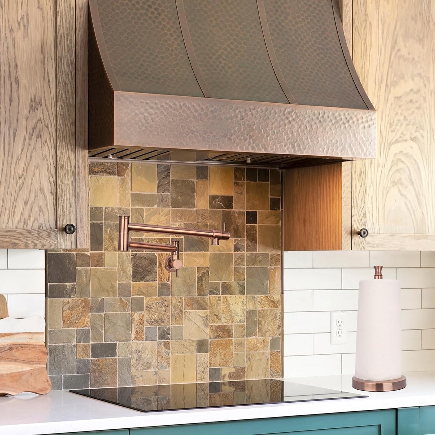 Akicon Paper Towel Holder Stand for Kitchen Countertop & Dining Room Table (Antique Copper, Modern)