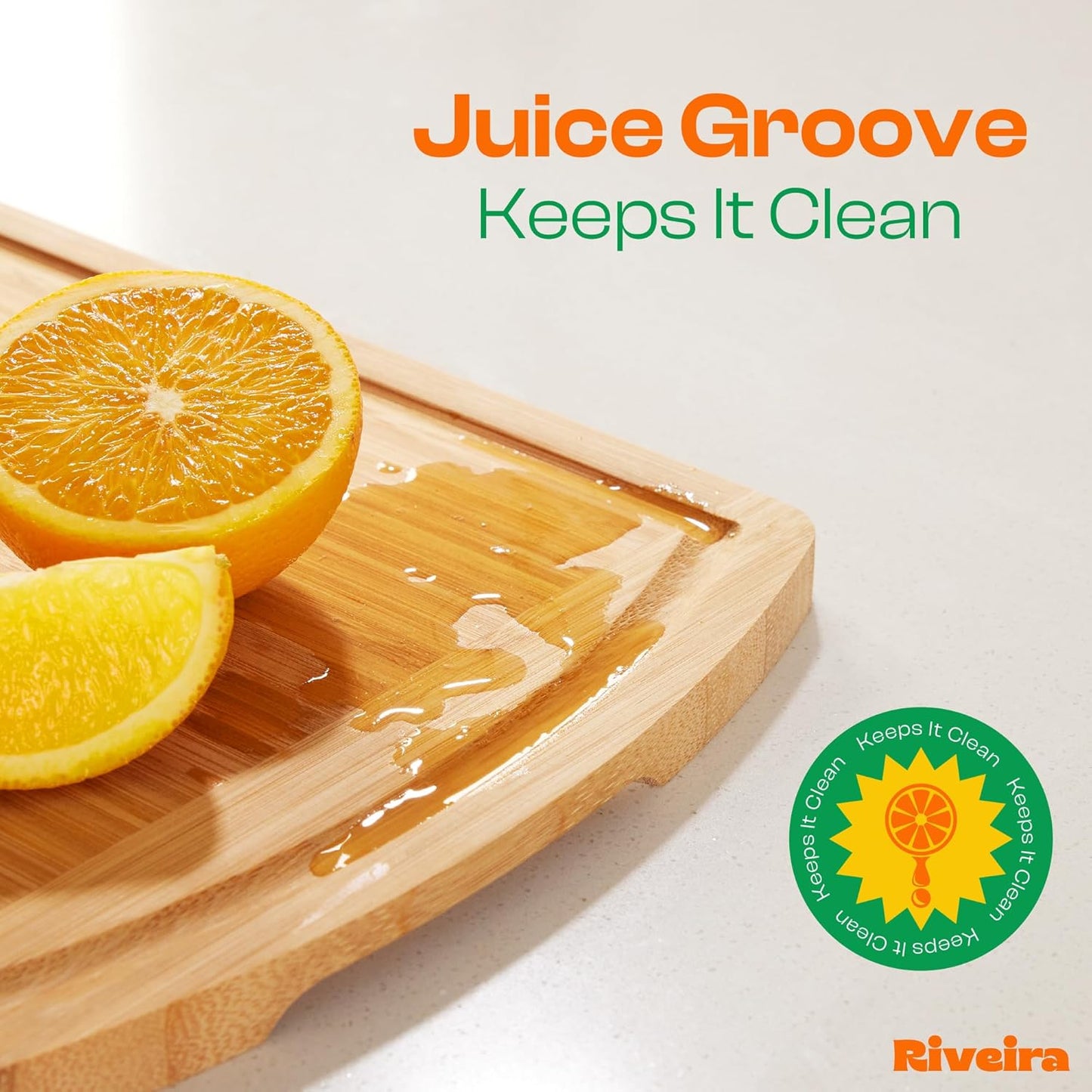 Riveira Two Tone Bamboo Wood Cutting Board – Gourmet Bamboo Grandeur: 18 x 12 Wooden Cutting Board – Wooden Cutting Boards For Kitchen Decorative – Innovative Juice Grooves Wooden Chopping Board