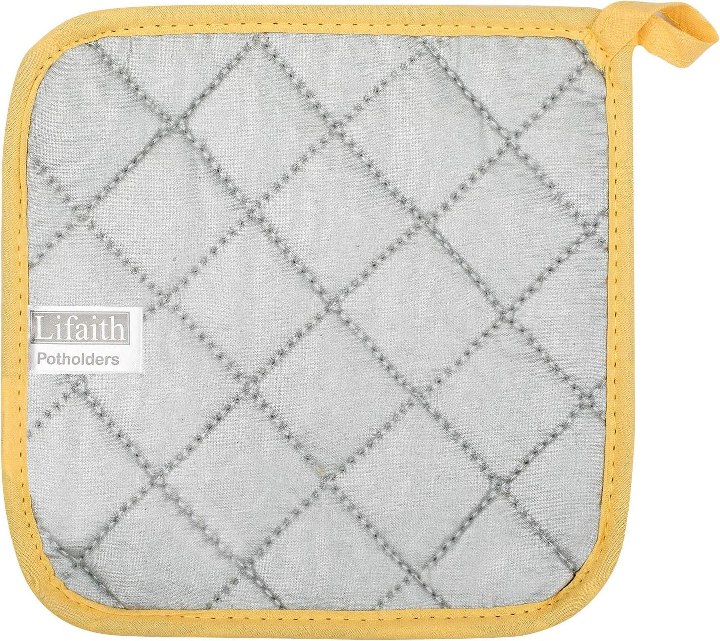 100% Cotton Kitchen Everyday Basic Terry Pot Holder Heat Resistant Coaster Potholder for Cooking and Baking Set of 5 Yellow