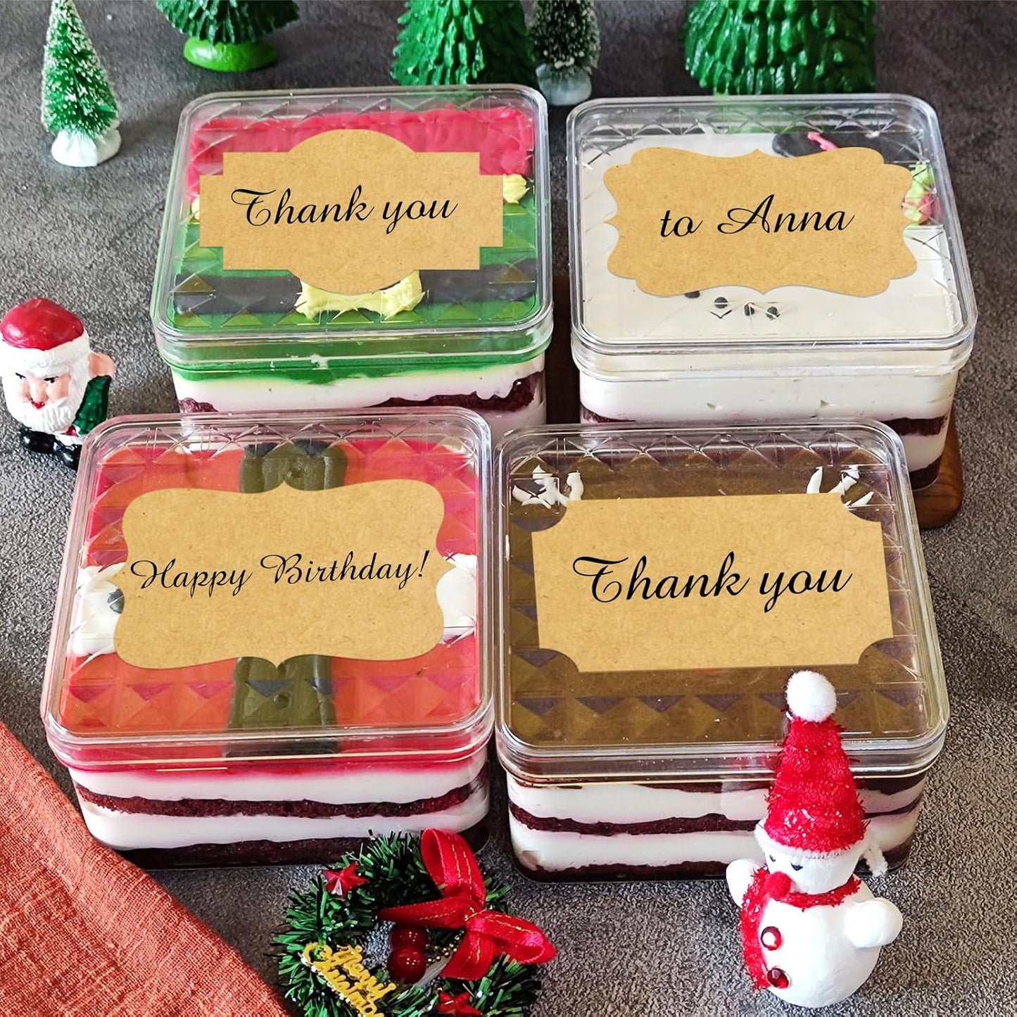 Kraft Labels Stickers, 250 PCS 3" x 2" Fancy Shape Stickers Labels for Storage Box or Food Jars Holiday Present Stickers Christmas Gift Tags Stickers