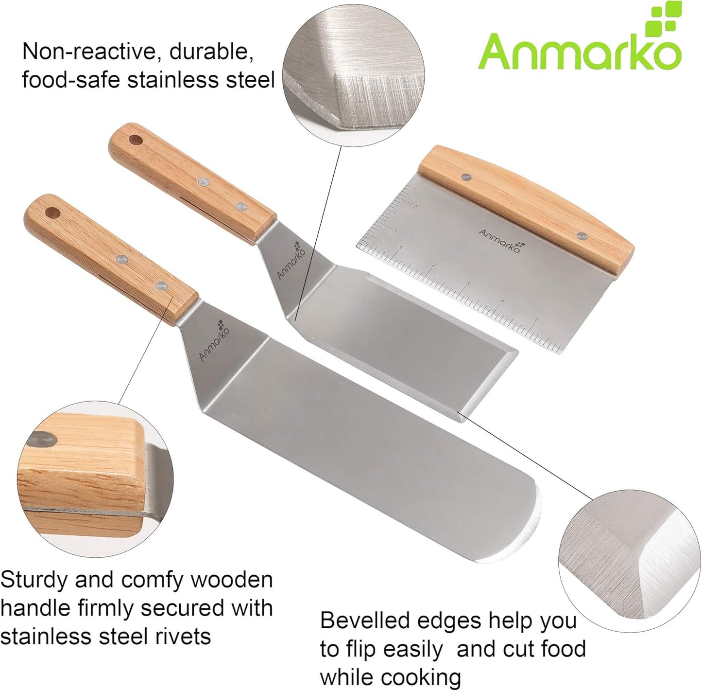 Professional Metal Spatula Set - Stainless Steel Spatula and Griddle Scraper - Heavy Spatula Griddle Accessories Great for Cast Iron Griddle BBQ Flat Top Grill - Commercial Grade