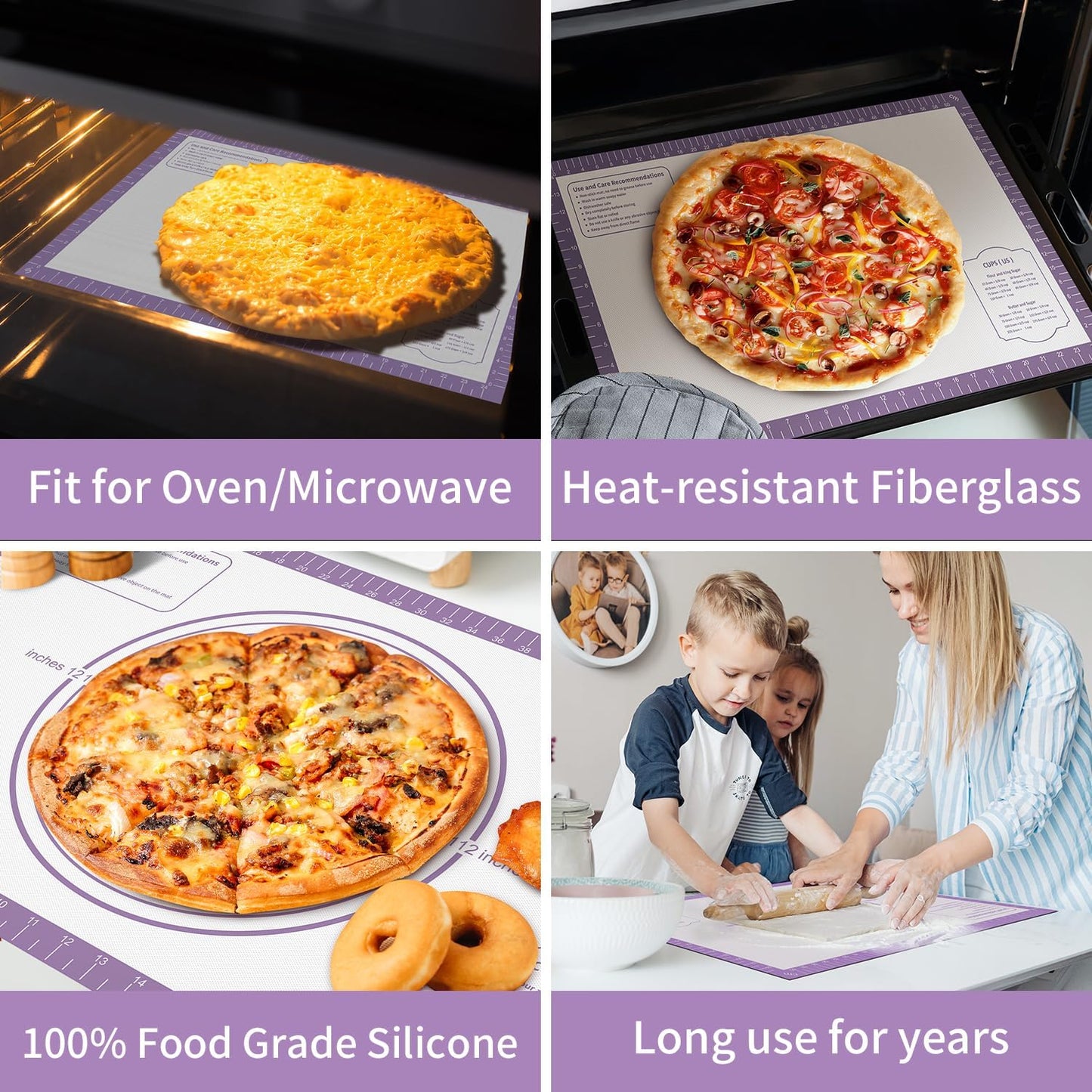 Silicone Baking Mat, Non Stick Pastry Mat Sheet for Dough Rolling, Pie Crust Macarons Baking Sheet, Easy to Clean& Dishwasher Safe, Food Grade Silicone Macaron Cookie Mat