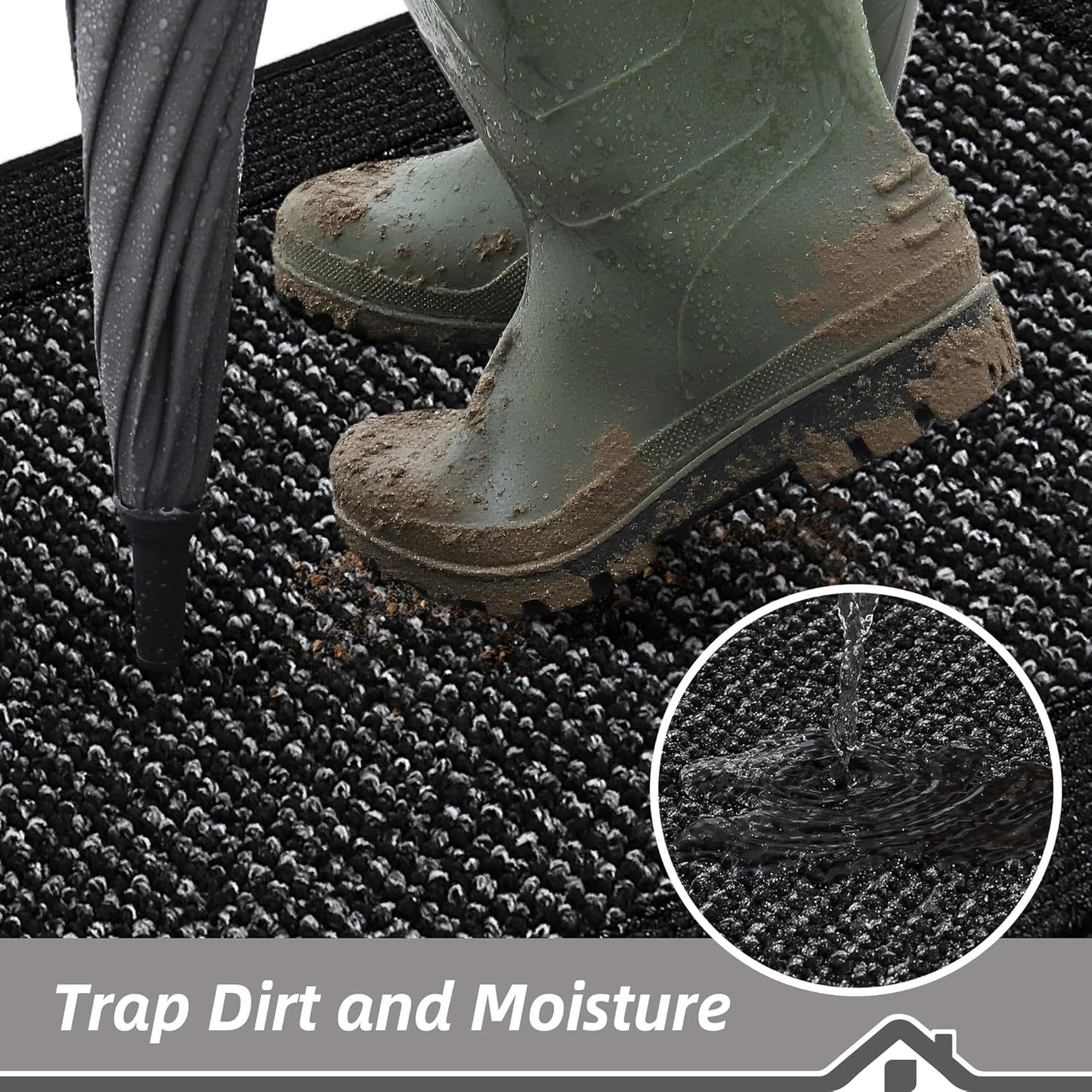 BEQHAUSE Indoor Door Mat 24" x 36", Dirt Trapper Door Mats Non-Slip Entryway Rugs Washable, Resist Dirt Absorbent Welcome Mat, Low Profile Floor Mats for Front Back Door and Entryway, Black