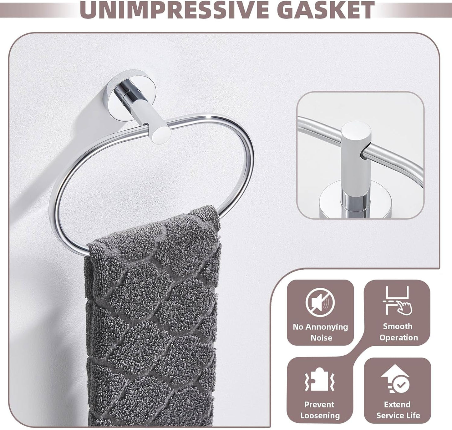 Suyar Hand Towel Holder Chrome, Stainless Steel Towel Ring for Bathroom Wall, Oval Shape