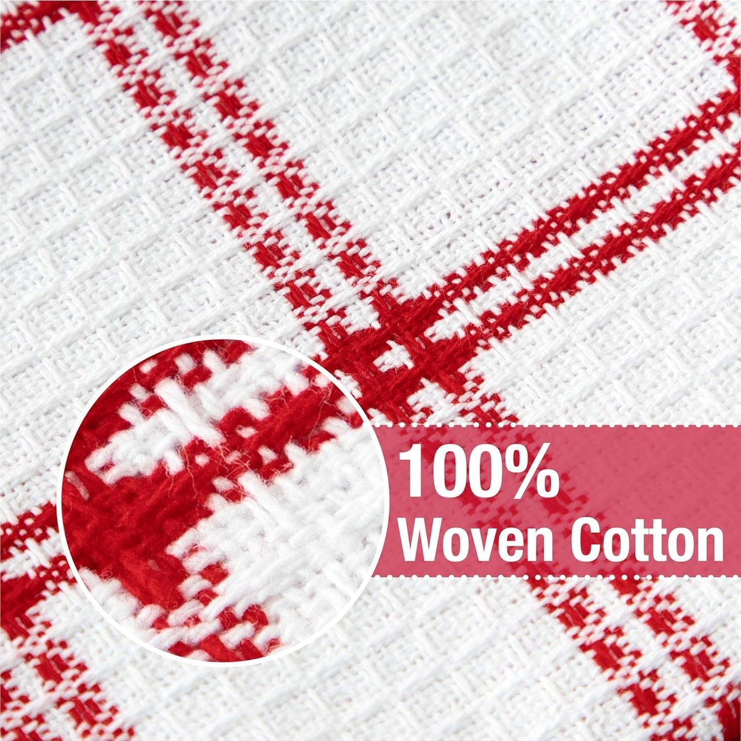 T-FAL Premium Waffle Dish Cloths: Highly Absorbent, Super Soft Long Lasting - 100% Cotton, 12"x13" Flat Waffle Dish Towel for Cleaning & Drying Dishes, (4-Pack), Red