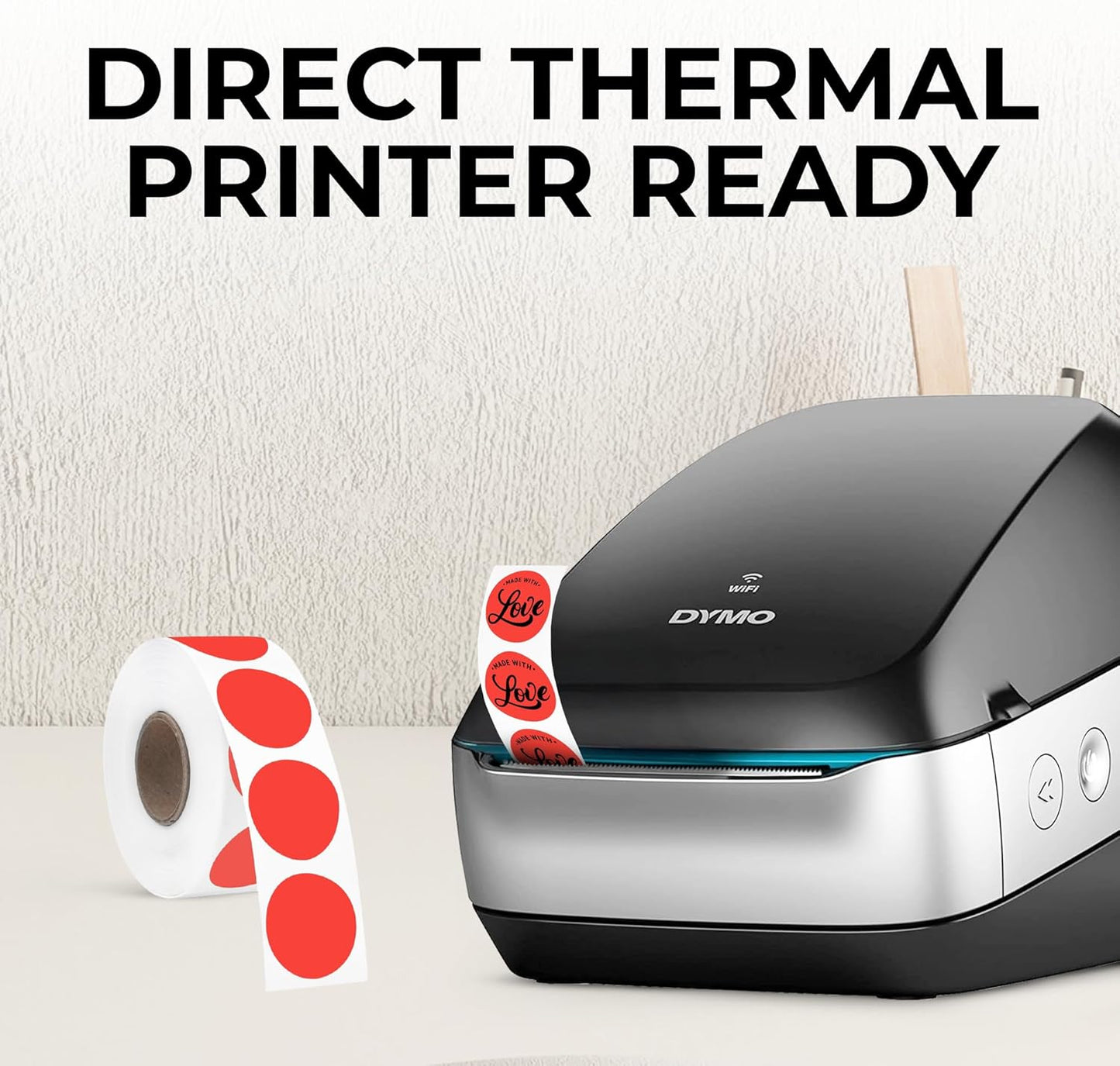 Perco Red 1-Inch Perforated Circle Dot Thermal Sticker Labels — 735 Stickers/Roll, Direct Thermal Printer Compatible—with Permanent Adhesive for Color Coding, Garage Sales, Crafts—Made in USA