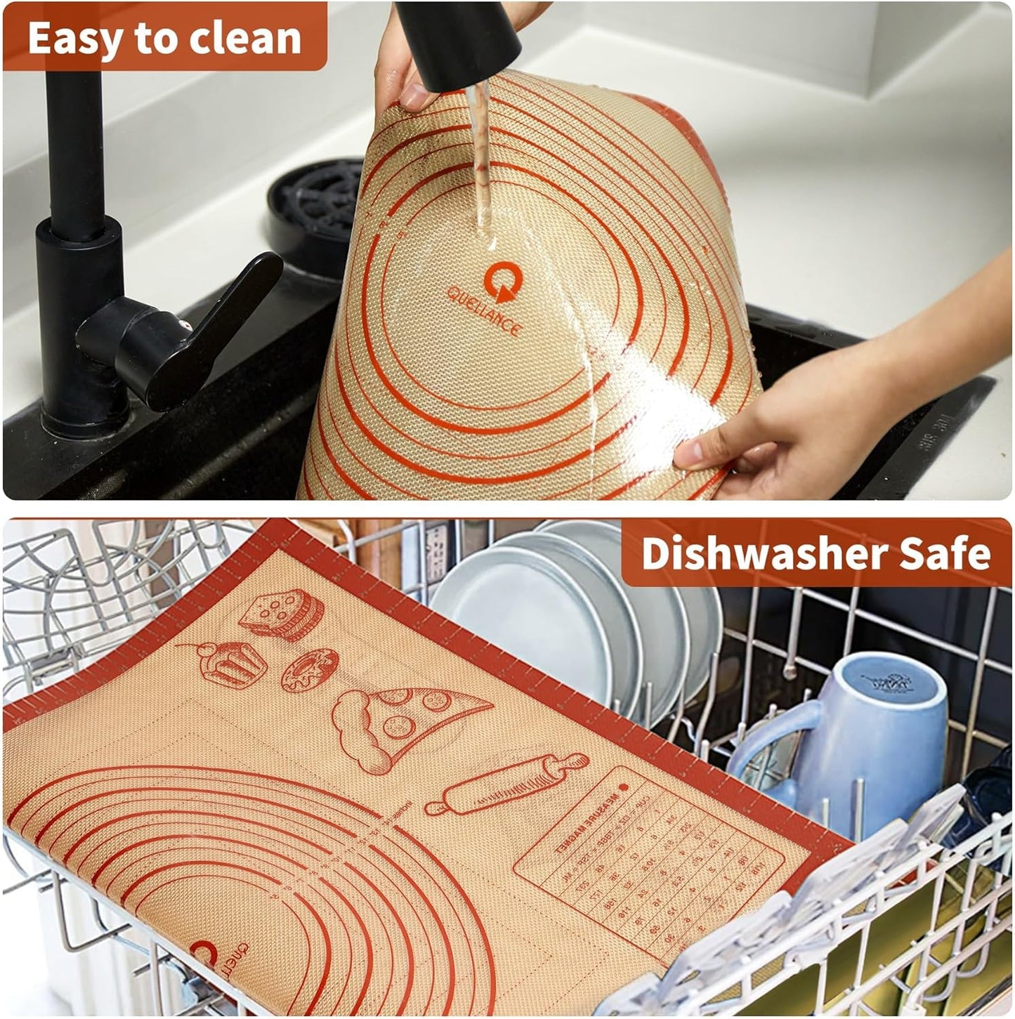 Silicone Baking Pastry Dough Mat - 32x24Inch Extra Large Cookie Bread Rolling Mats Sheet, Nonstick Kitchen Counter Kneading Board, Thick Reusable Pie Cookies Pizza Fondant Making Matt with Measurement