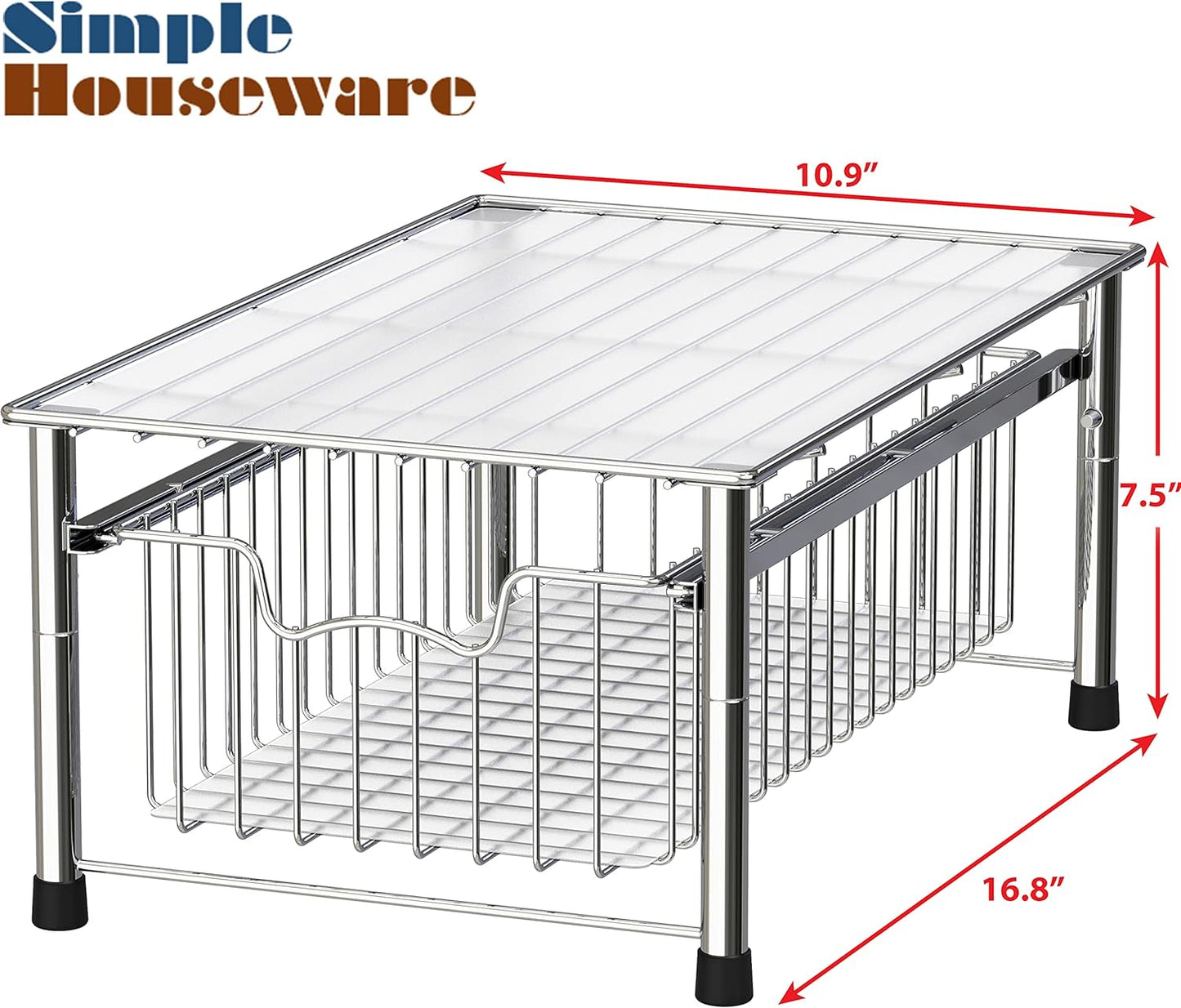 Simple Houseware Stackable Basket Drawer, Chrome