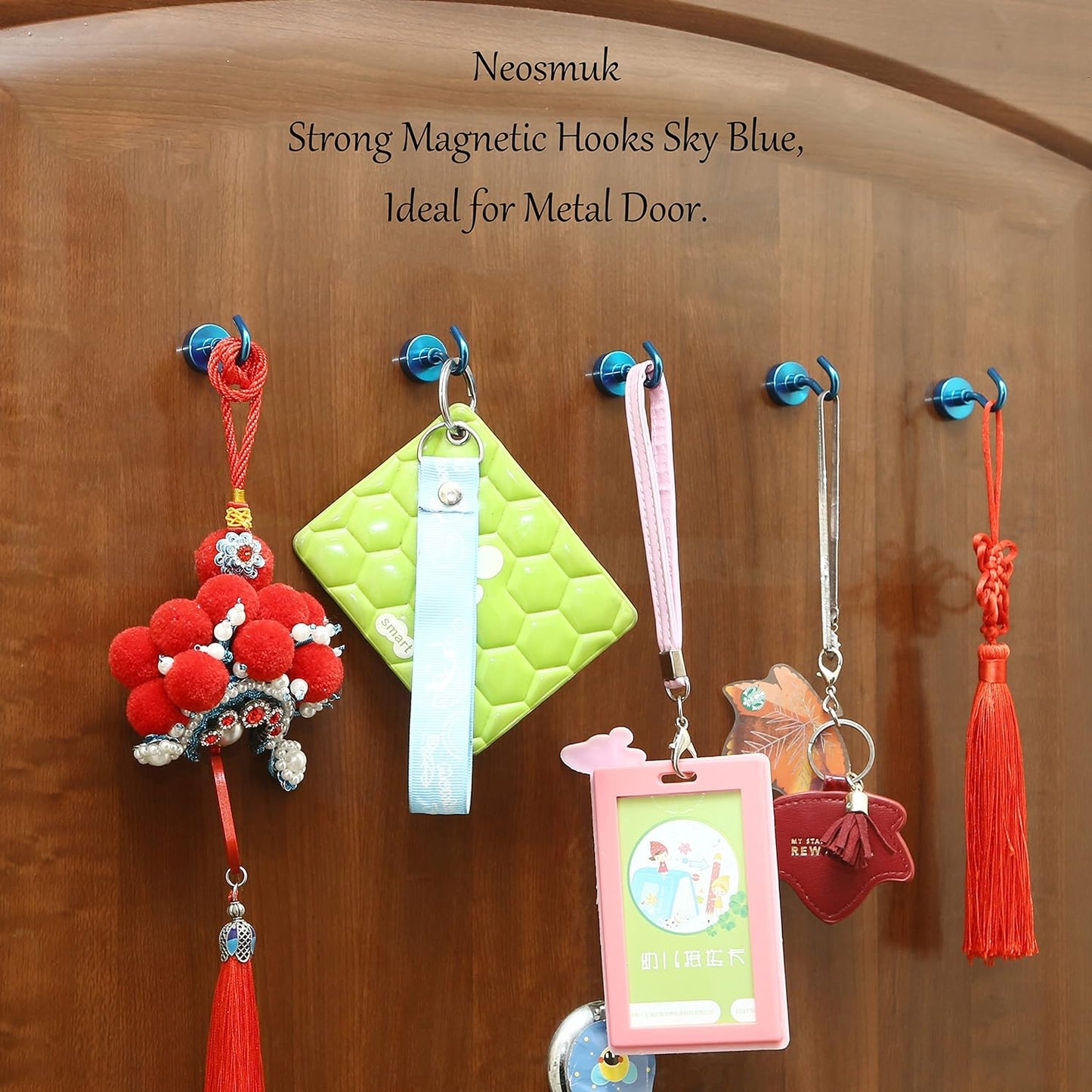 Neosmuk Magnetic Hooks,30lb+ Heavy Duty Earth Magnets with Hook for Refrigerator, Extra Strong Cruise Hook for Hanging, Magnetic Hanger for Cabins, Grill (Blue, Pack of 10)