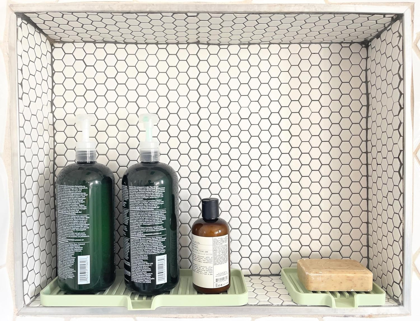 Happitasa Silicone Soap Dish Tray and Sponge Holder with Drain Chute, Pack of 2 | Bathroom and Kitchen Sink Organizer Caddy (Pale Yellow, 5.2"x4", 7.2 Ounces)