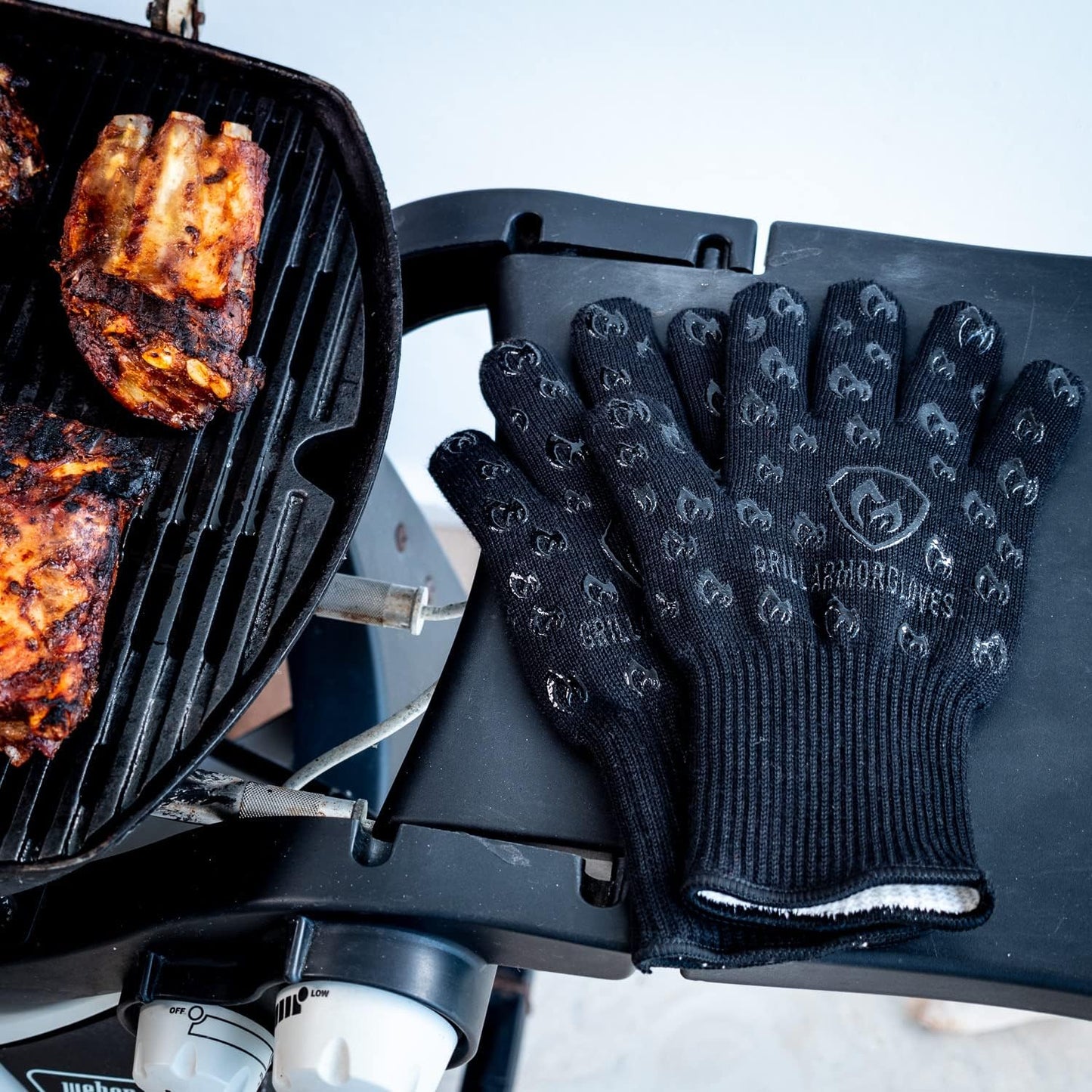 Grill Armor Oven Gloves 932°F Extreme Heat & Cut Resistant Oven Mitts with Fingers for BBQ, Cooking, Grilling, Baking – Accessory for Smoker, Cast Iron, Fire Pit, Camping, Fireplace, Griddle & More