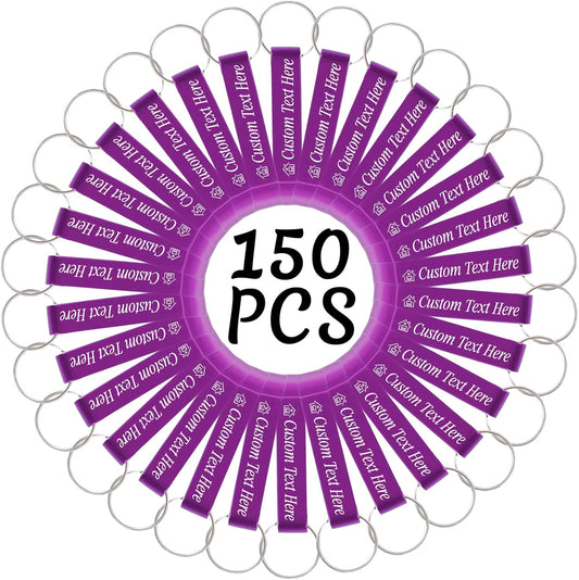 150PCS Personalized Bottle Opener Keychain Bulk Custom Beer Bottle Opener with Logo Text Engraved Wedding Bottle Opener Favors Customized Gifts for Guests Baby Shower Birthday Party-Purple