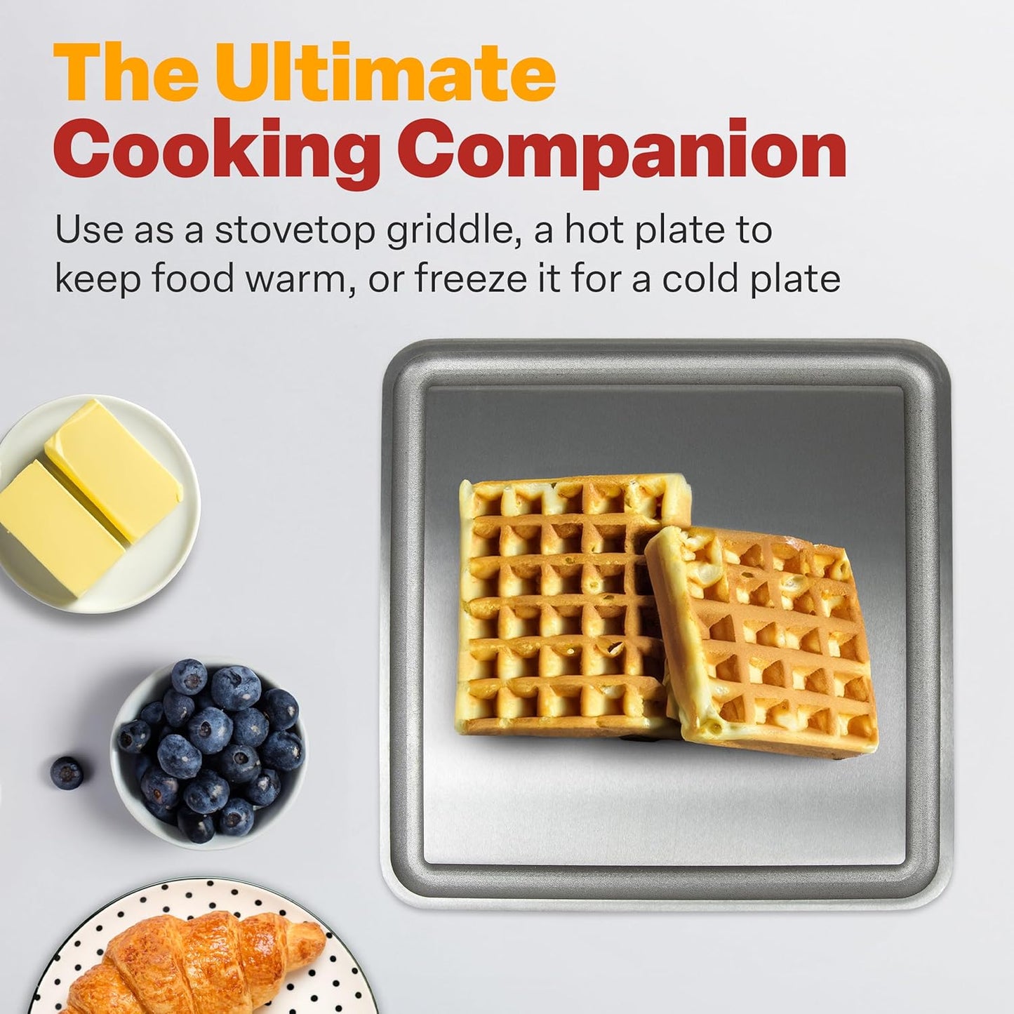 Baking Steel Mini Griddle (11.5"x11.5"x3/8") - Flat Top Griddle for Stovetope, Grill, and Oven Use - Pre-Seasoned, Naturally Non-Stick Surface & Crack-Proof