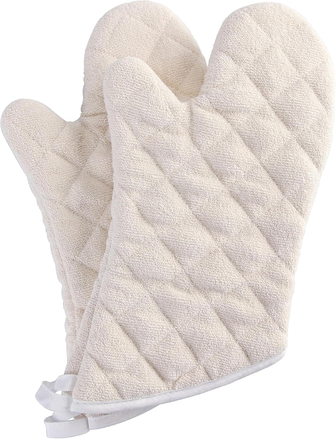 Terry Cloth Oven Mitts Heat Resistant to 482° F 13 Inch 100% Cotton Set of 2