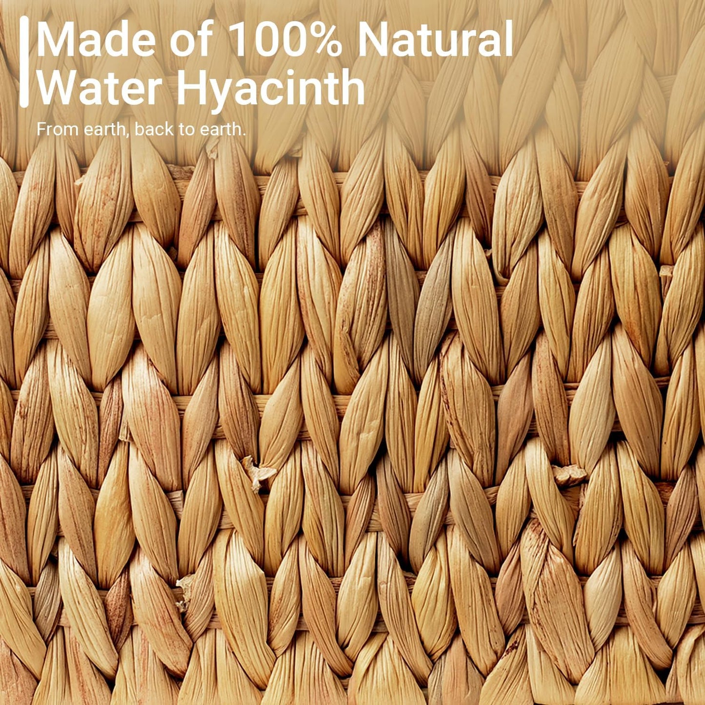 Wicker Baskets for Organizing, Pantry Baskets with Handles, Handwoven Wicker Storage Basket, Water Hyacinth Storage Bins for Shelves, Boho Decoration, 3 Pack,Natural