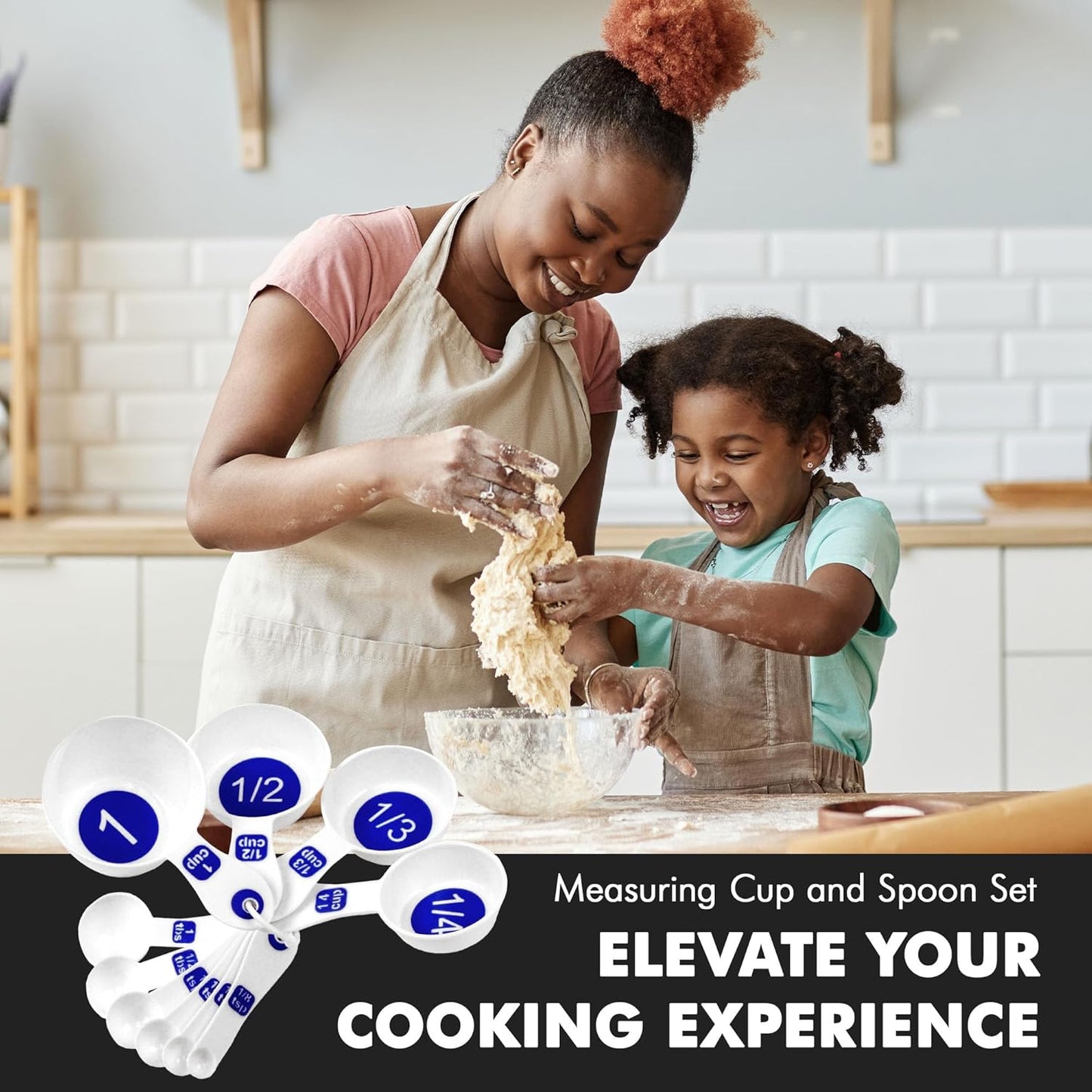 Chef Craft Easy to Read Plastic Measuring Cup Set, 10 Piece, white