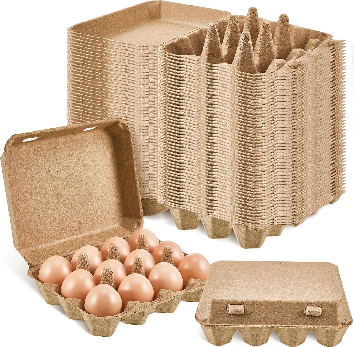Rtteri 50 Pieces Paper Pulp Egg Cartons 3x4 Style Vintage Blank Egg Cartons for Fresh Duck Quail Storage Kitchen Family Farmhouse